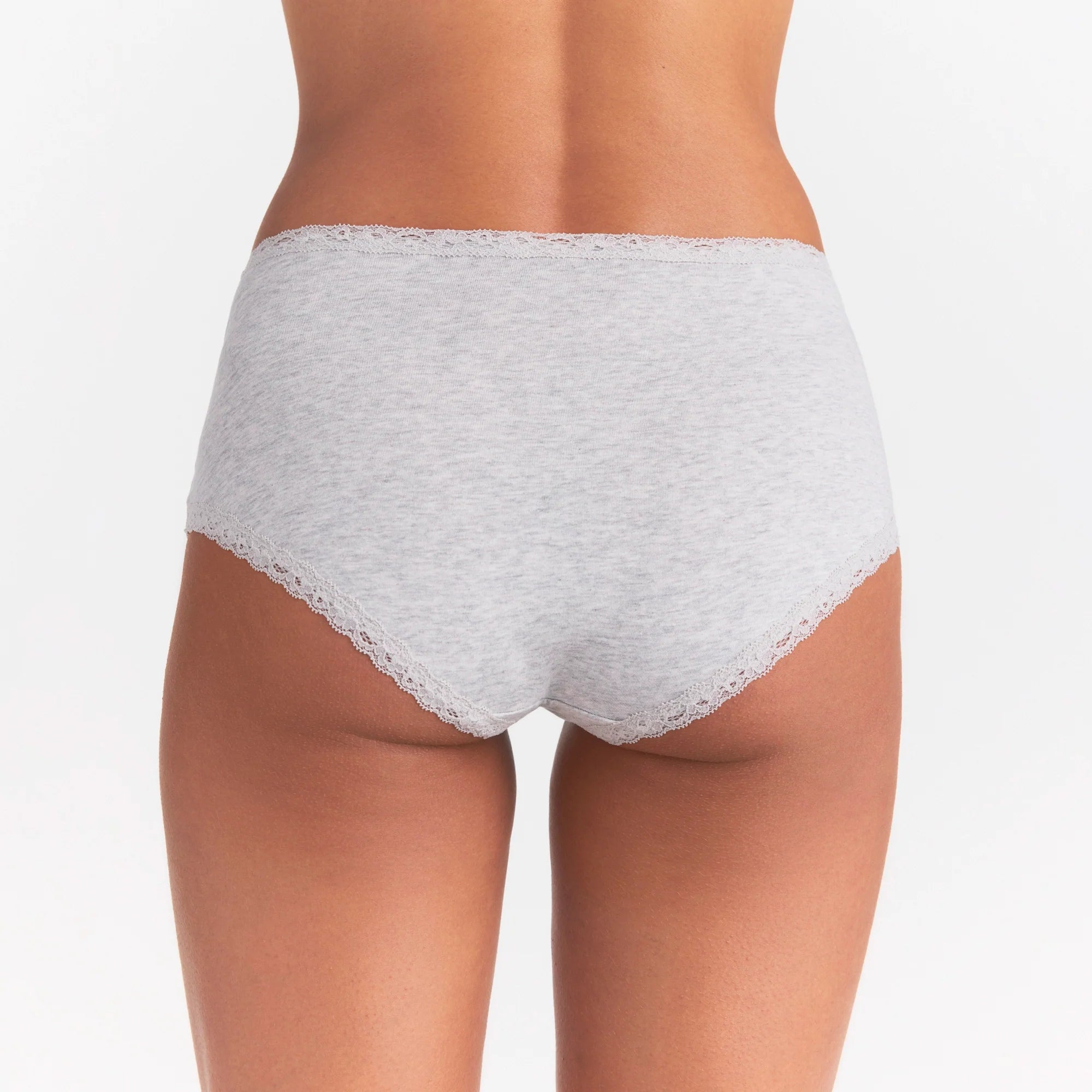 LIGHTWEIGHT COTTON LACE BOY SHORT | LIGHT HEATHER GREY