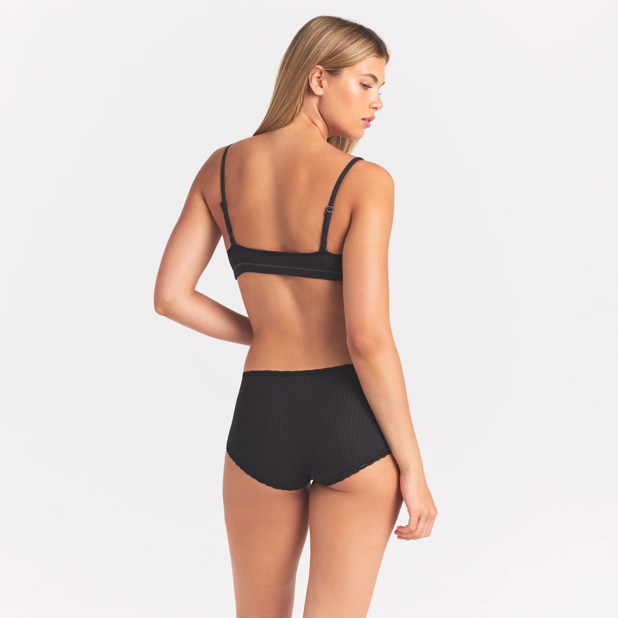 LIGHTWEIGHT COTTON POINTELLE LACE BOY SHORT | SOOT TONAL