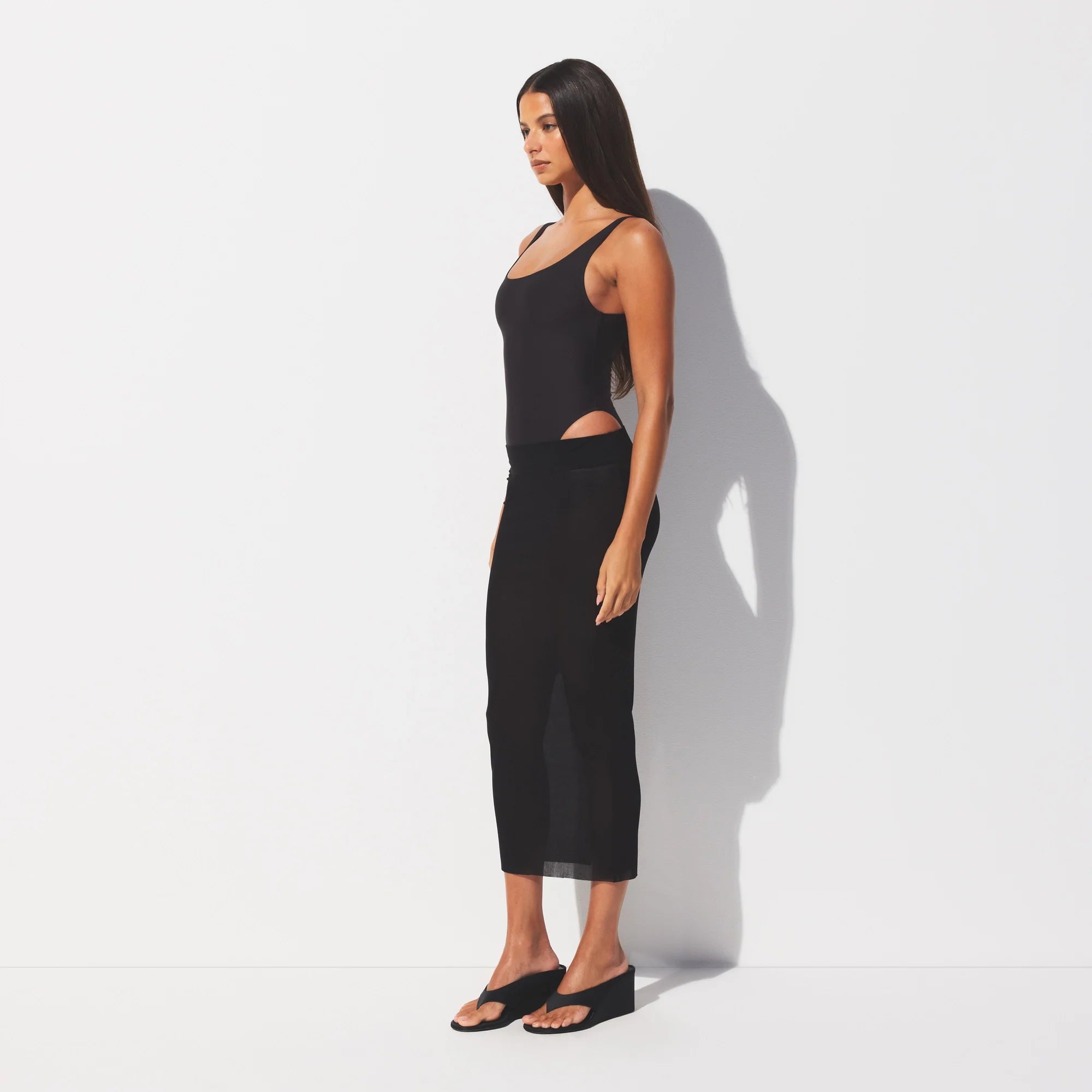 MESH COVER-UPS MIDI SKIRT | ONYX