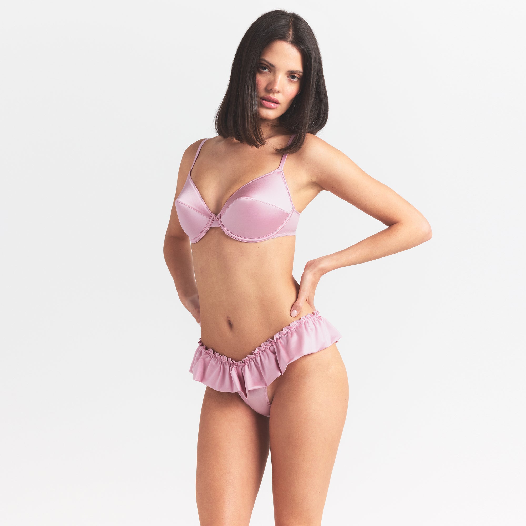 STRETCH SATIN VINTAGE DEMI BRA | HALITE