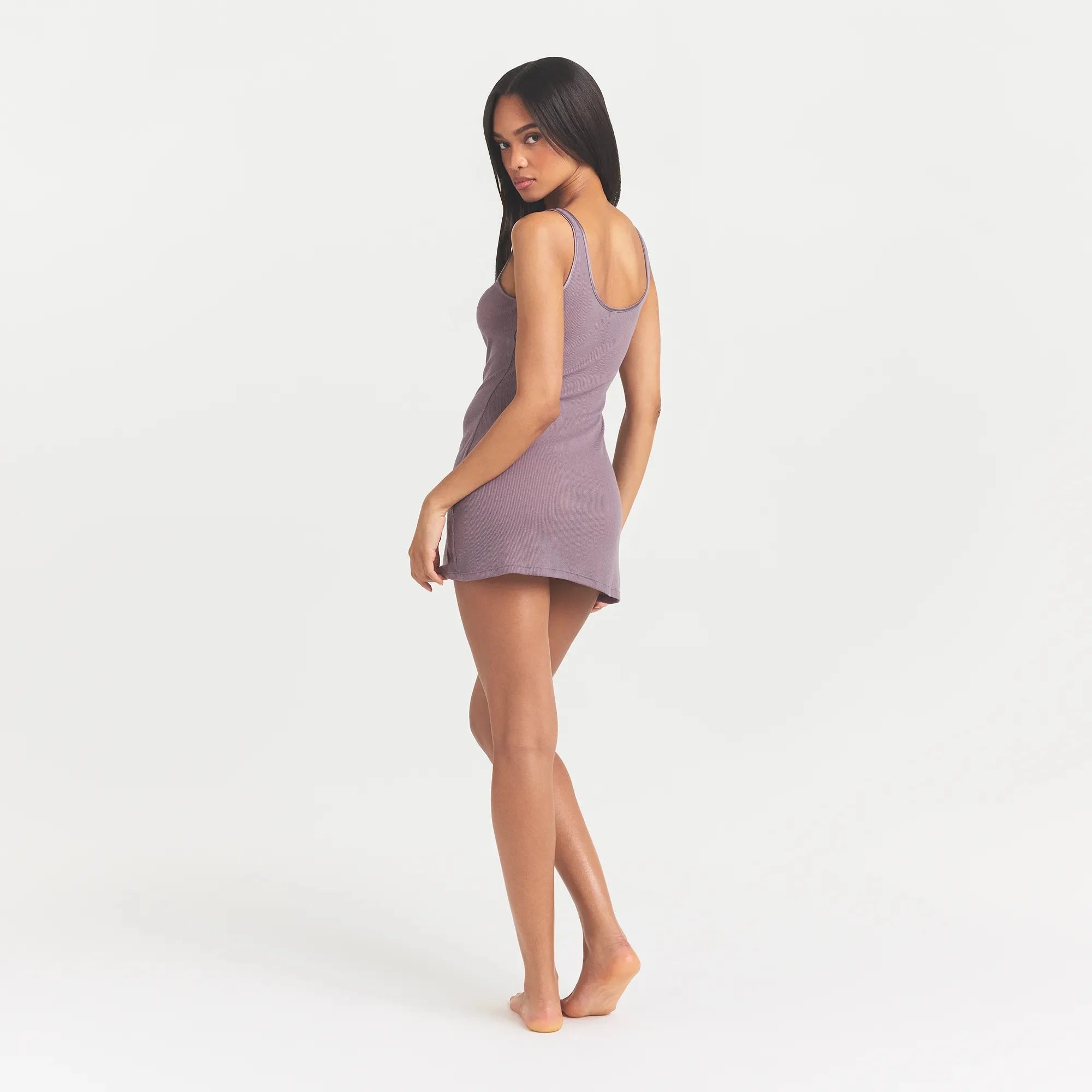 SHEER RIB MINI SLIP DRESS | ZINC
