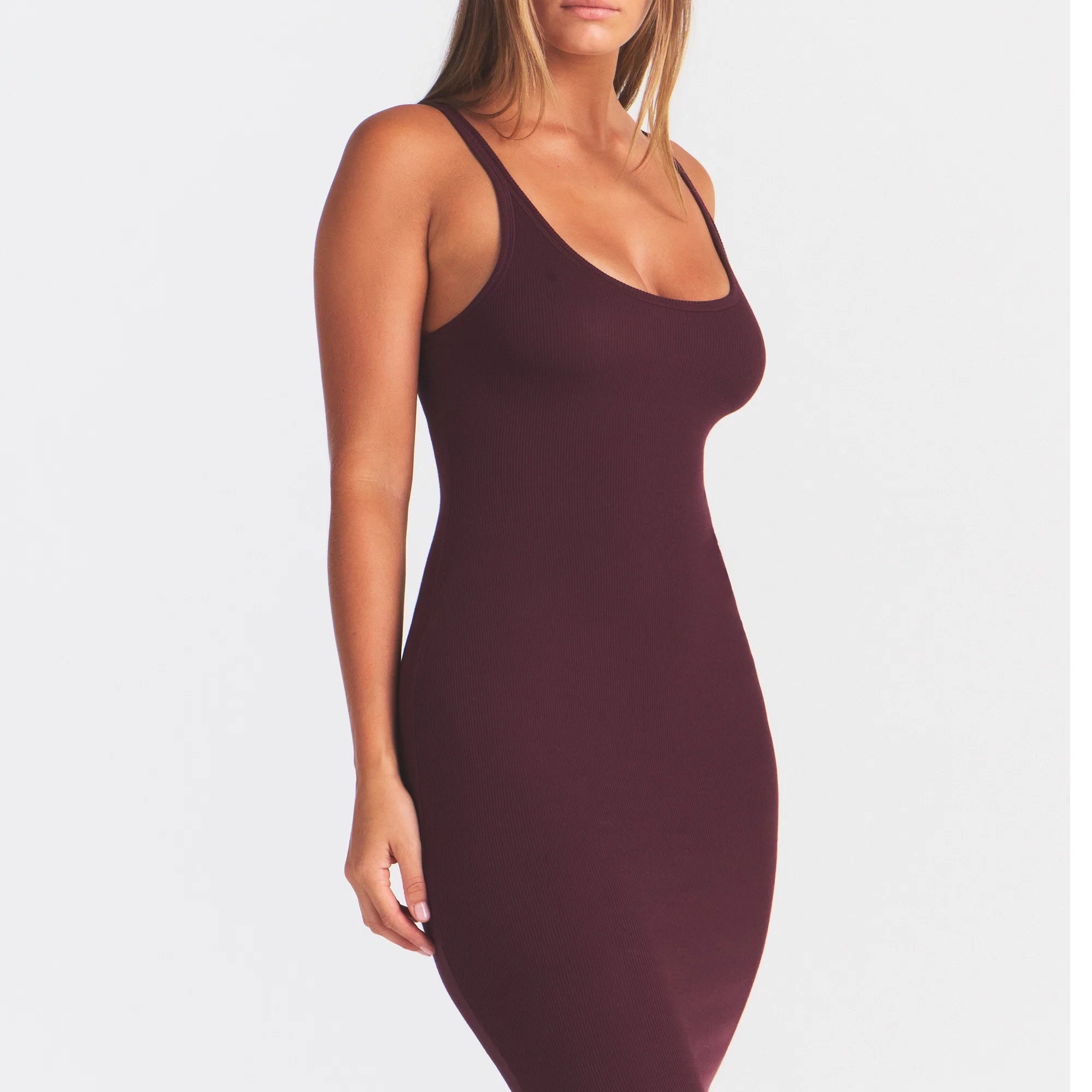COTTON RIB TANK MIDI DRESS | CURRANT