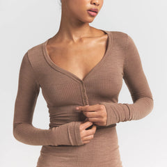 WOOL RIB HENLEY DRESS | SIENNA