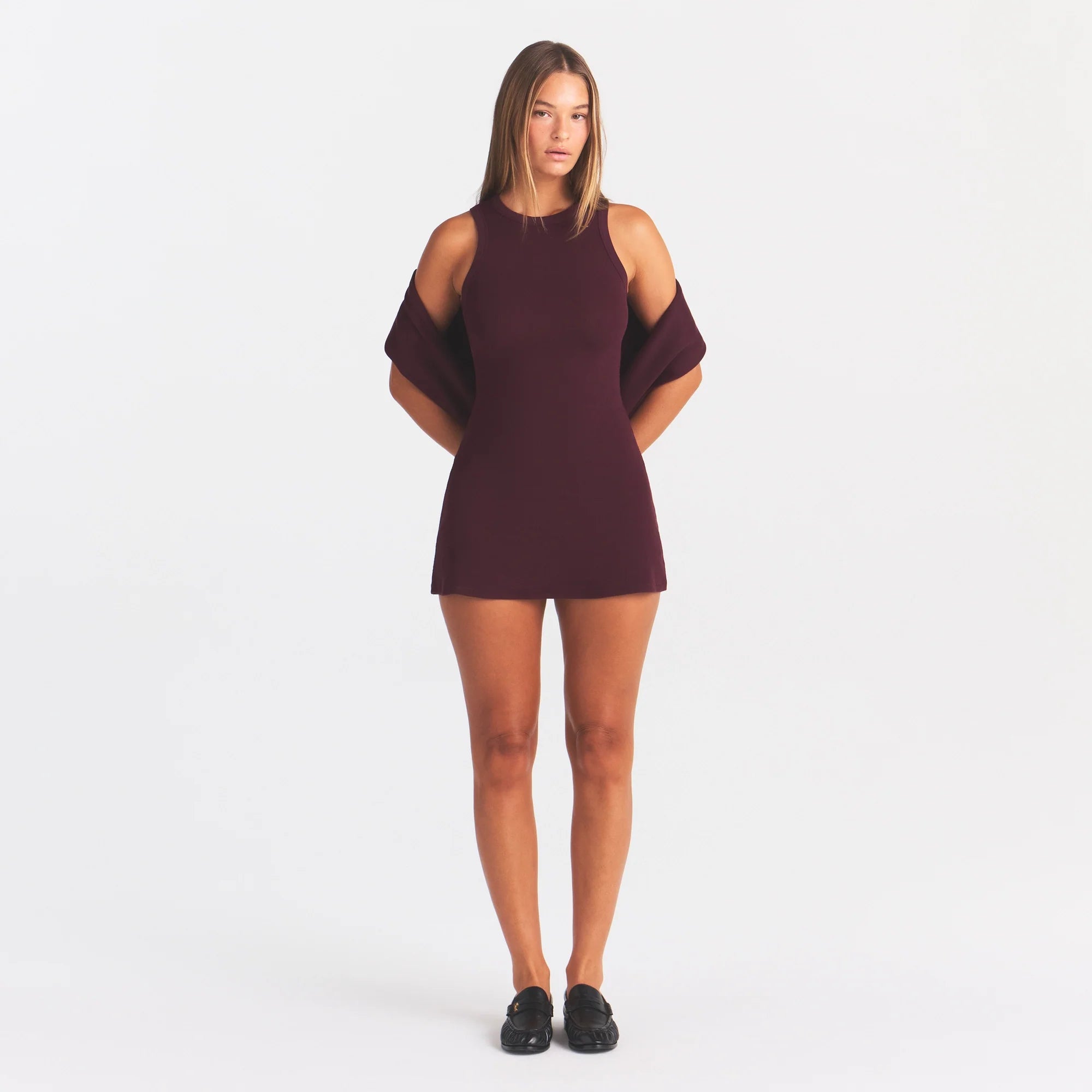 COTTON RIB TANK DRESS | CURRANT