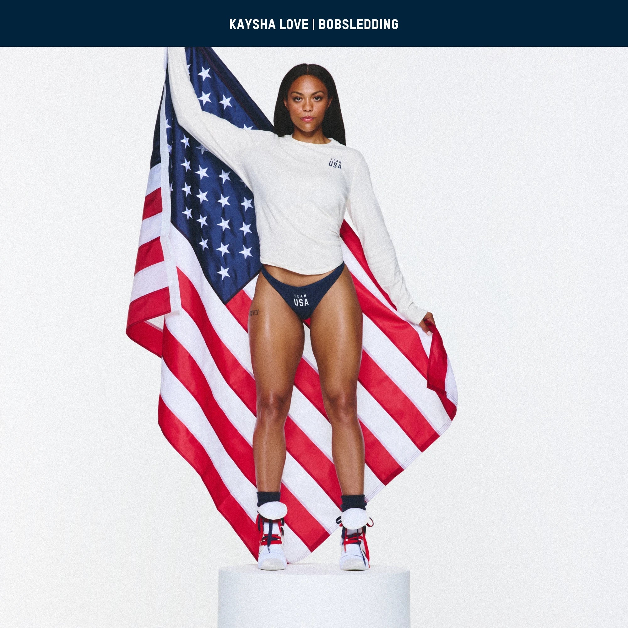 SKIMS FOR TEAM USA WORN IN JERSEY OLYMPIC LONG SLEEVE T-SHIRT | ECRU