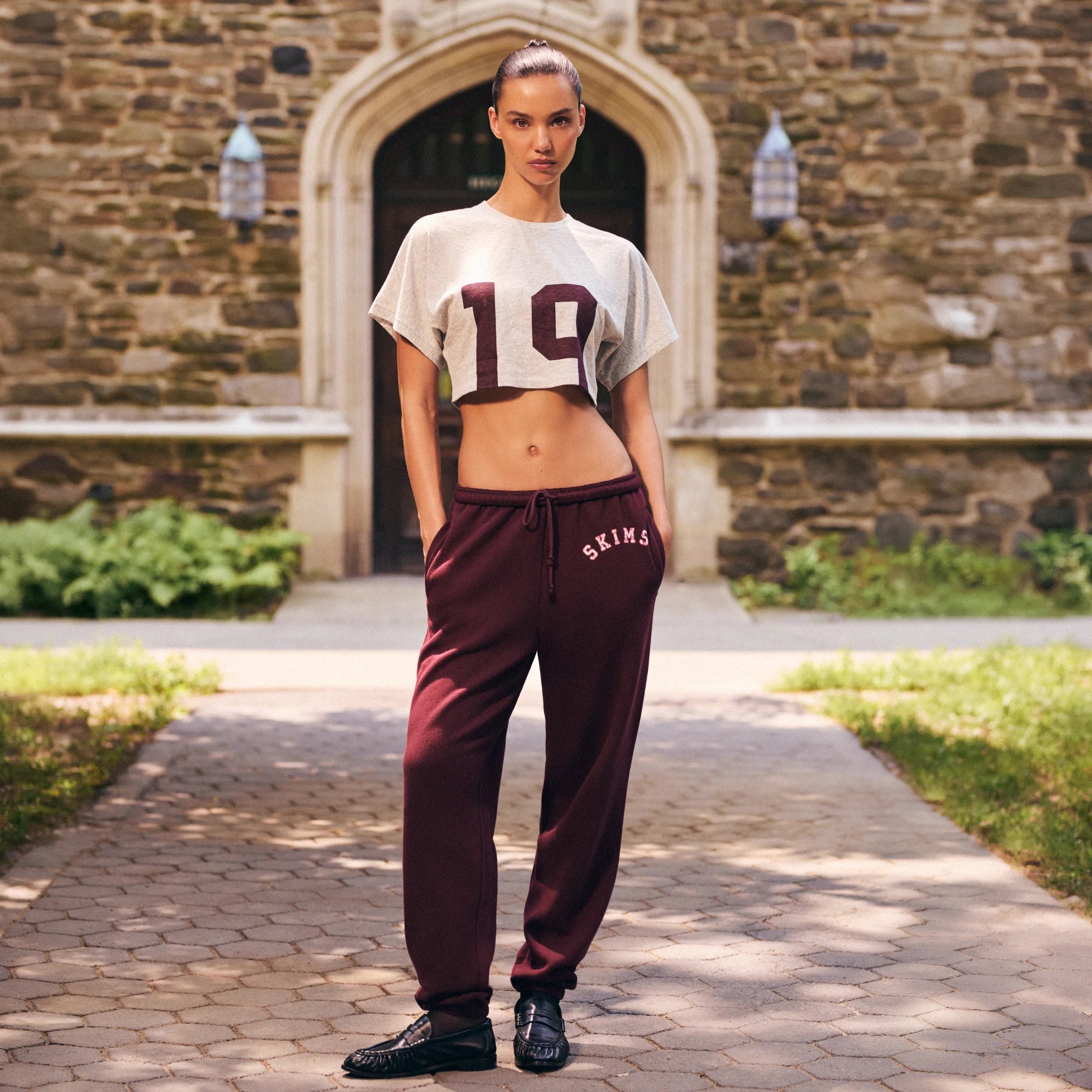 COTTON FLEECE CLASSIC JOGGER | CURRANT ARCHED SKIMS PLAID