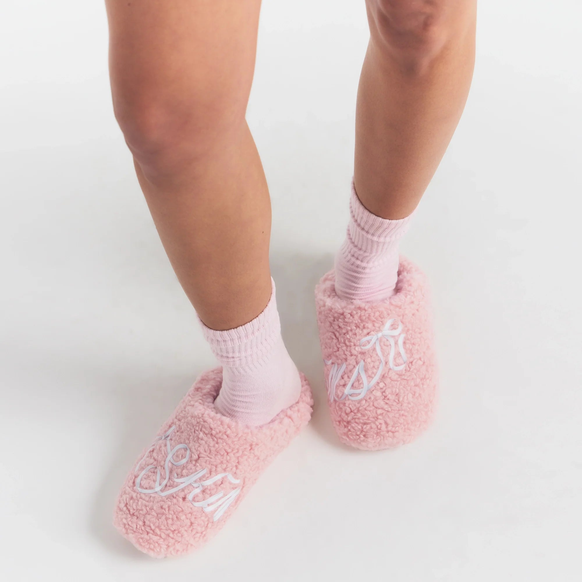 SKIMS ACCESSORIES SHERPA SLIPPER | PEONY SKIMS BOW