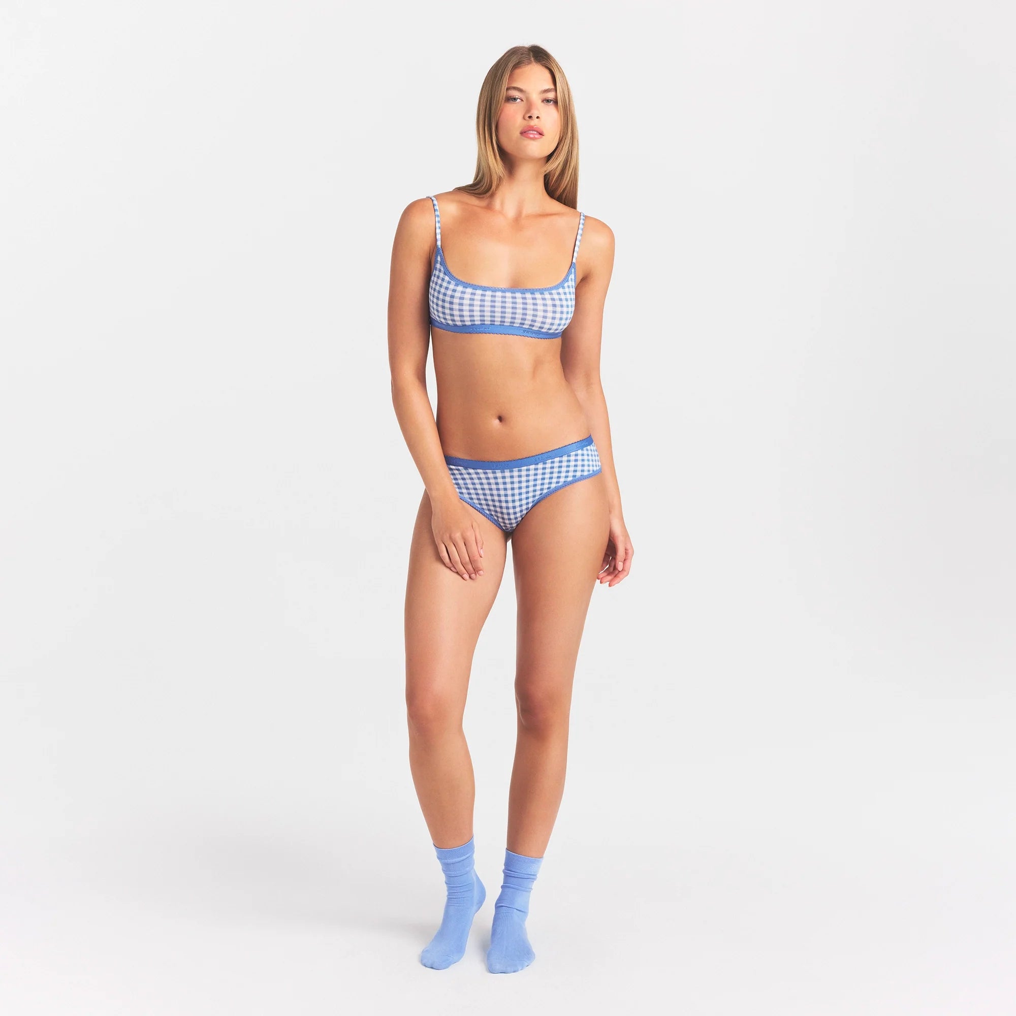 LIGHTWEIGHT COTTON LOGO PICOT HIPSTER | ARCTIC GINGHAM