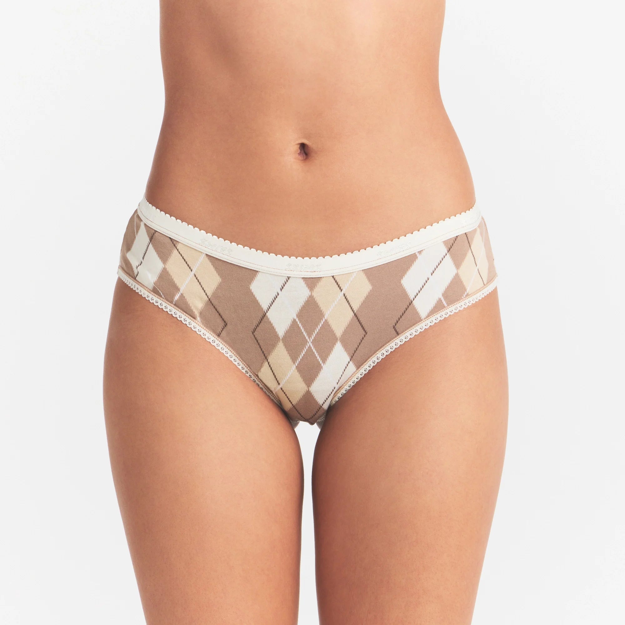 LIGHTWEIGHT COTTON LOGO PICOT HIPSTER | CAFE ARGYLE PRINT