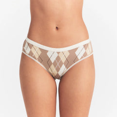 LIGHTWEIGHT COTTON LOGO PICOT HIPSTER | CAFE ARGYLE PRINT