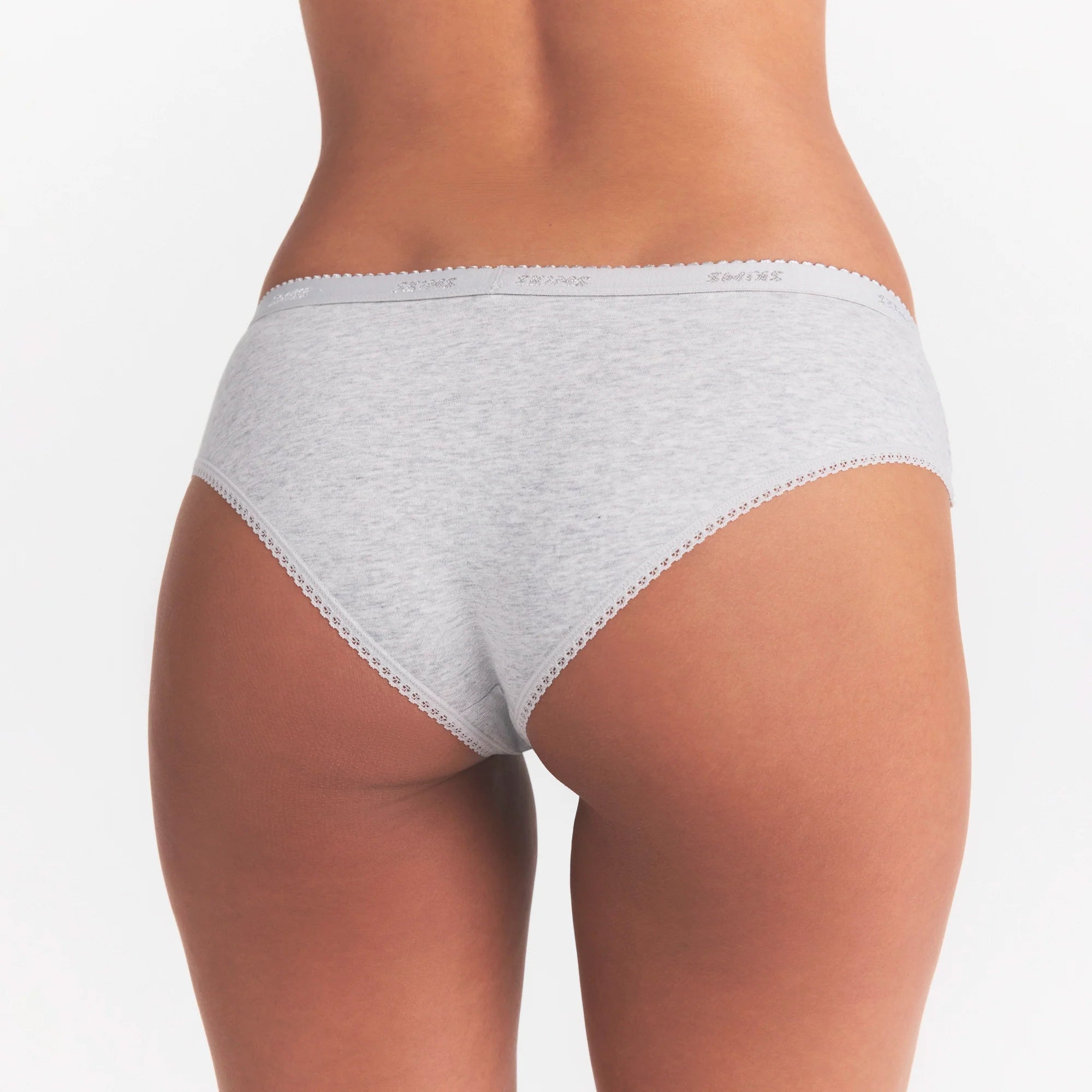 LIGHTWEIGHT COTTON LOGO PICOT HIPSTER | LIGHT HEATHER GREY