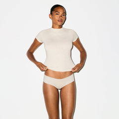 LIGHTWEIGHT COTTON RUCHED BACK HIPSTER | OATMEAL HEATHER