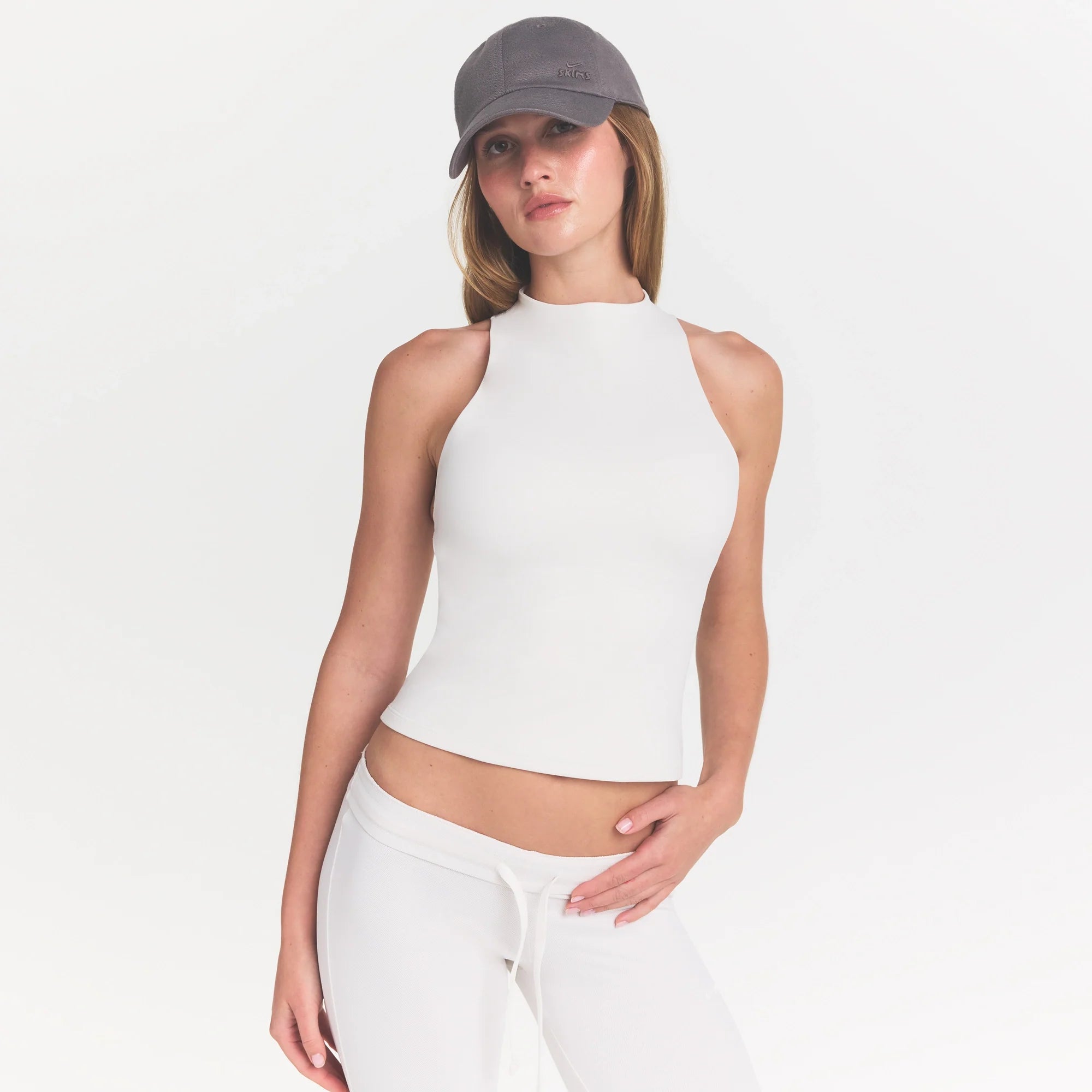 NikeSKIMS MATTE MOCK NECK RACER TANK | IVORY