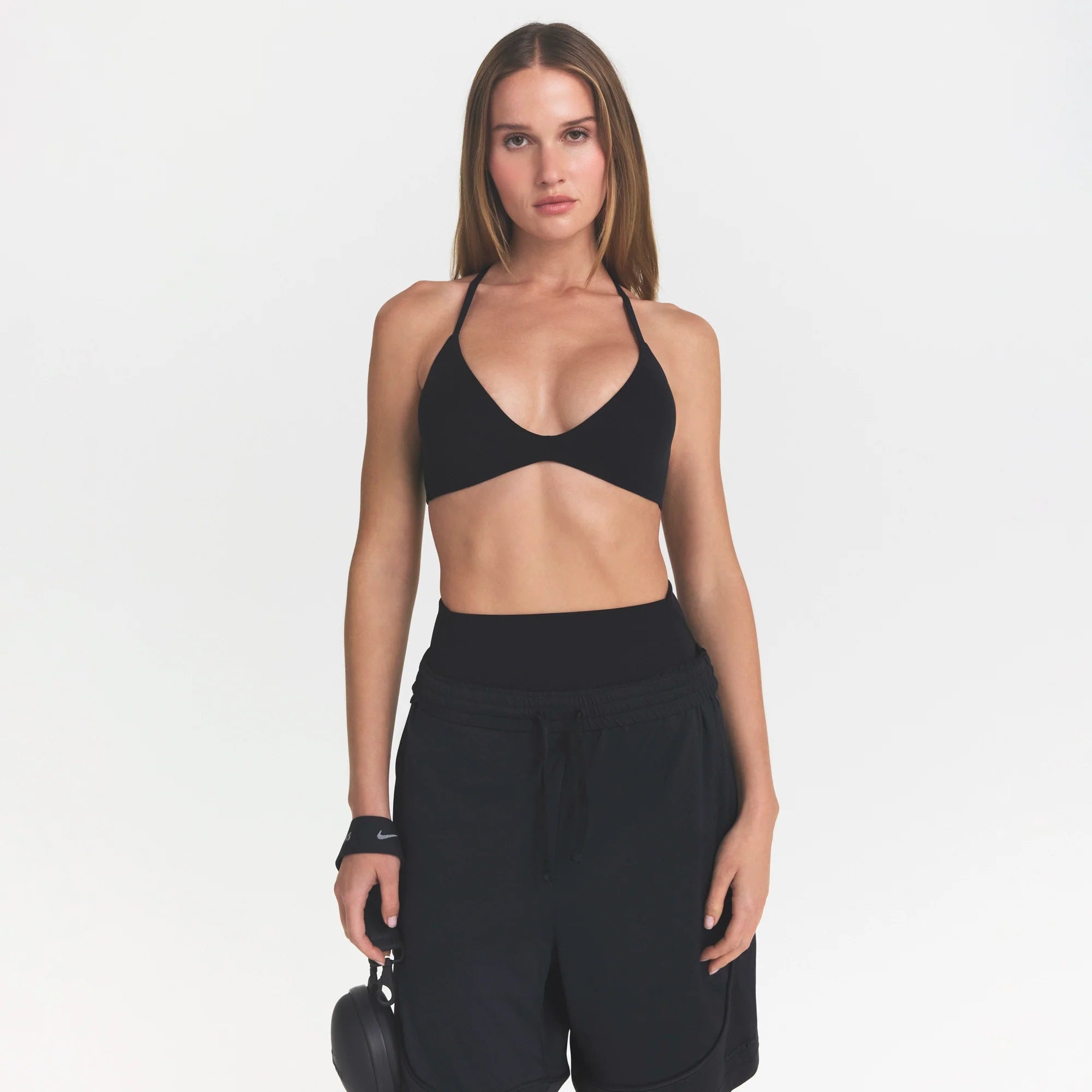 NikeSKIMS STUDIO STRETCH T-BACK TRIANGLE BRA | OBSIDIAN