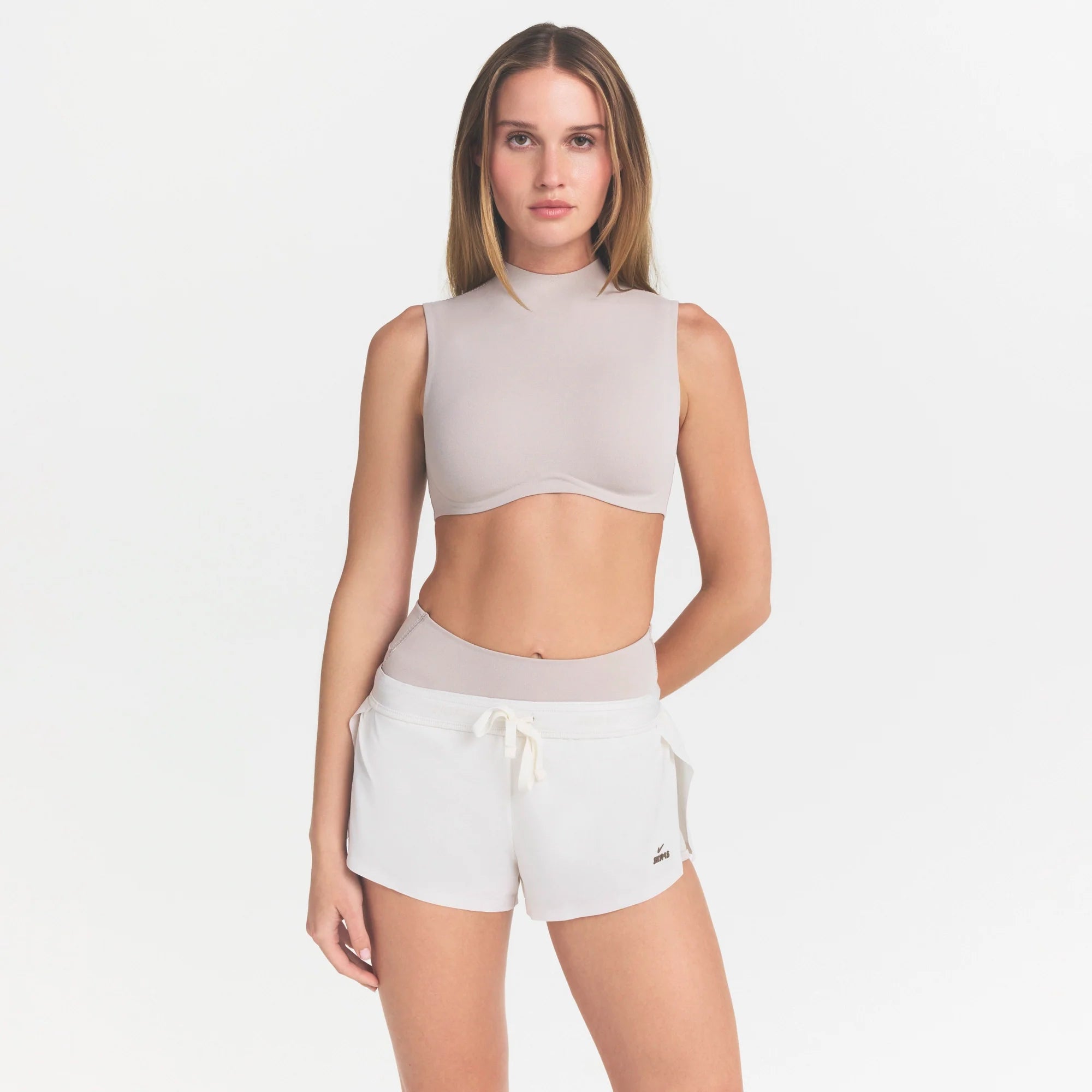 NikeSKIMS STUDIO STRETCH MOCK NECK BRA TOP | LINEN