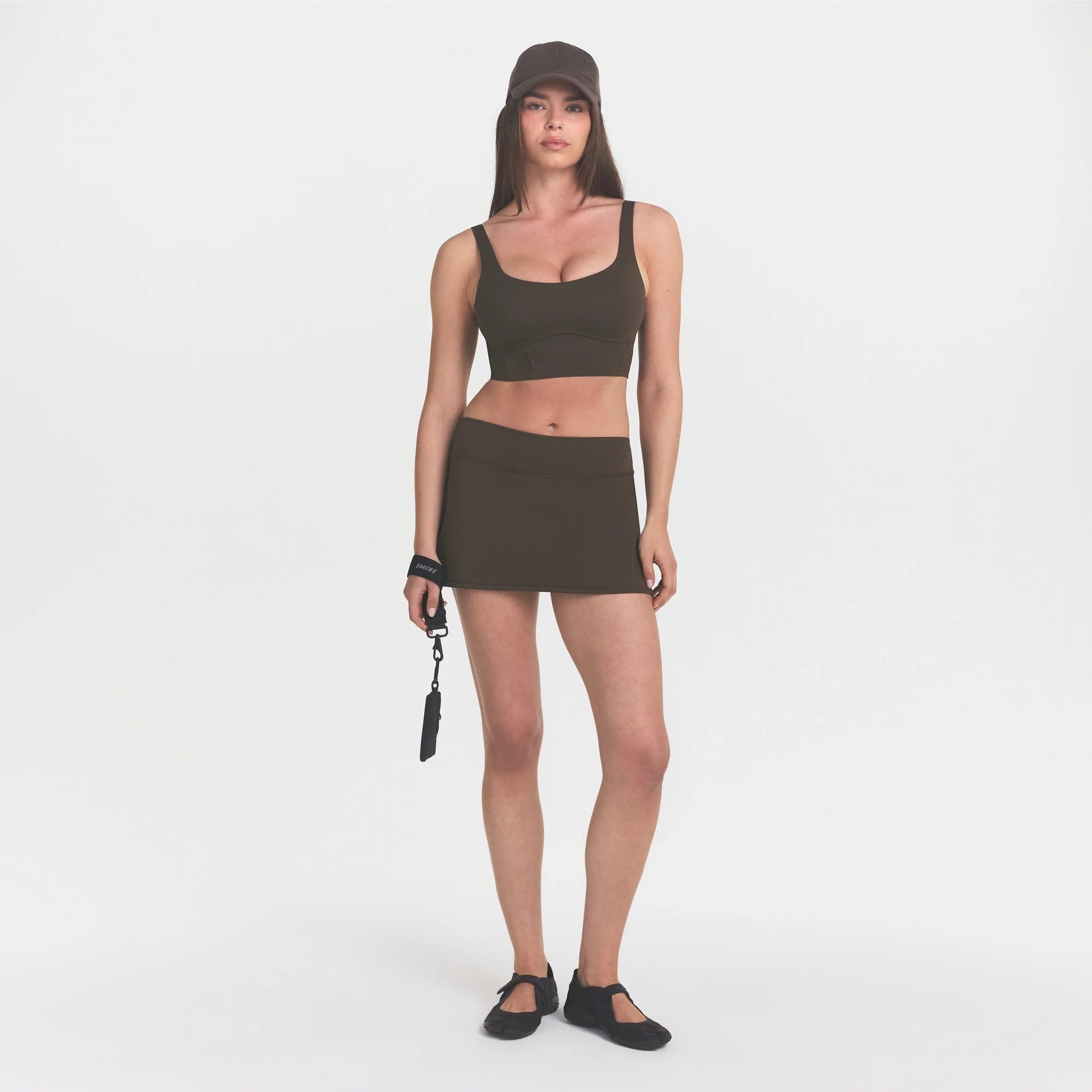 NikeSKIMS MATTE LONGLINE CORSET BRA | DARK SEPIA