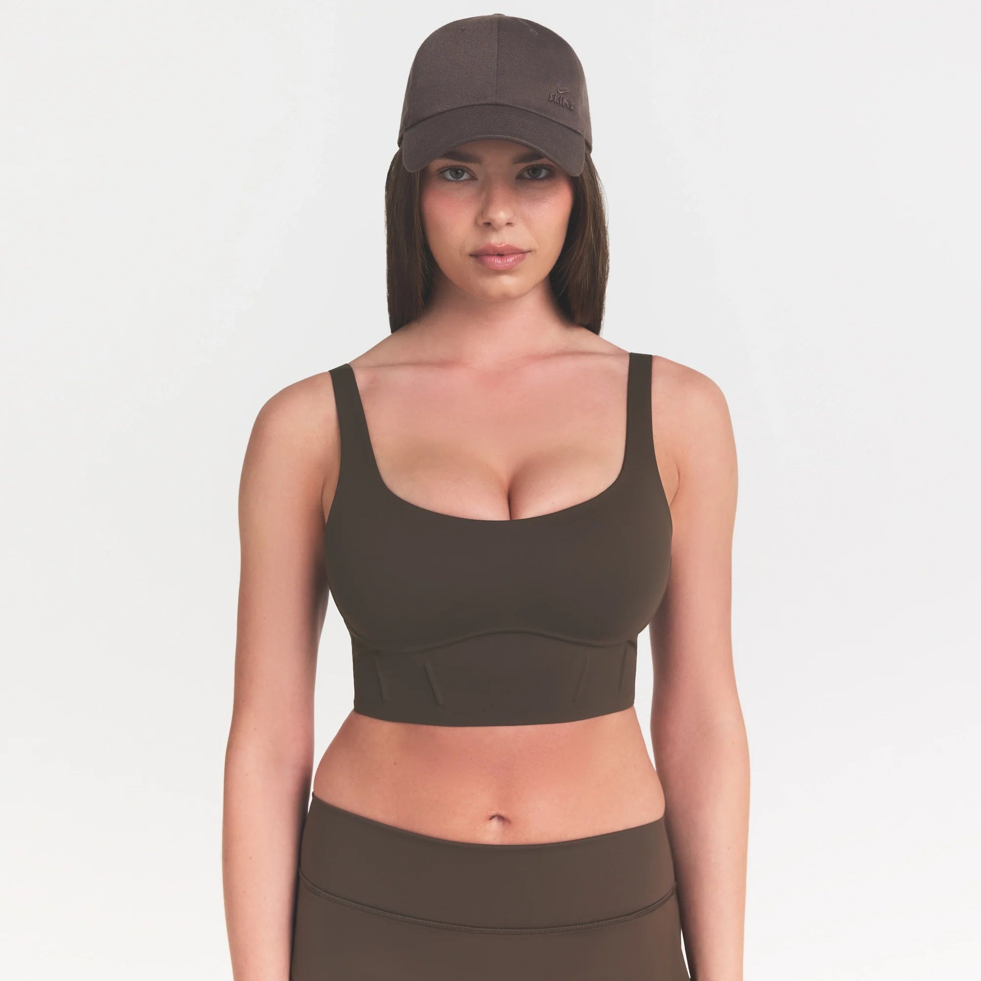 NikeSKIMS MATTE LONGLINE CORSET BRA | DARK SEPIA