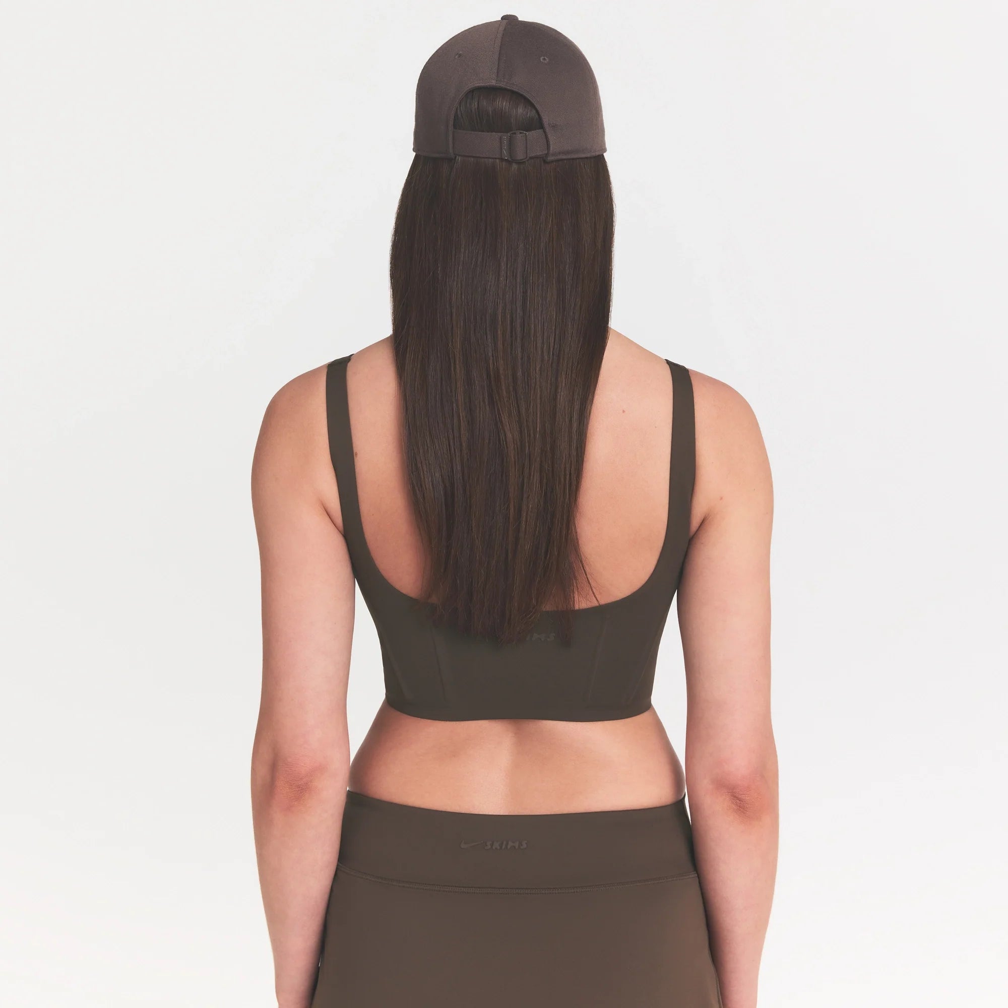 NikeSKIMS MATTE LONGLINE CORSET BRA | DARK SEPIA