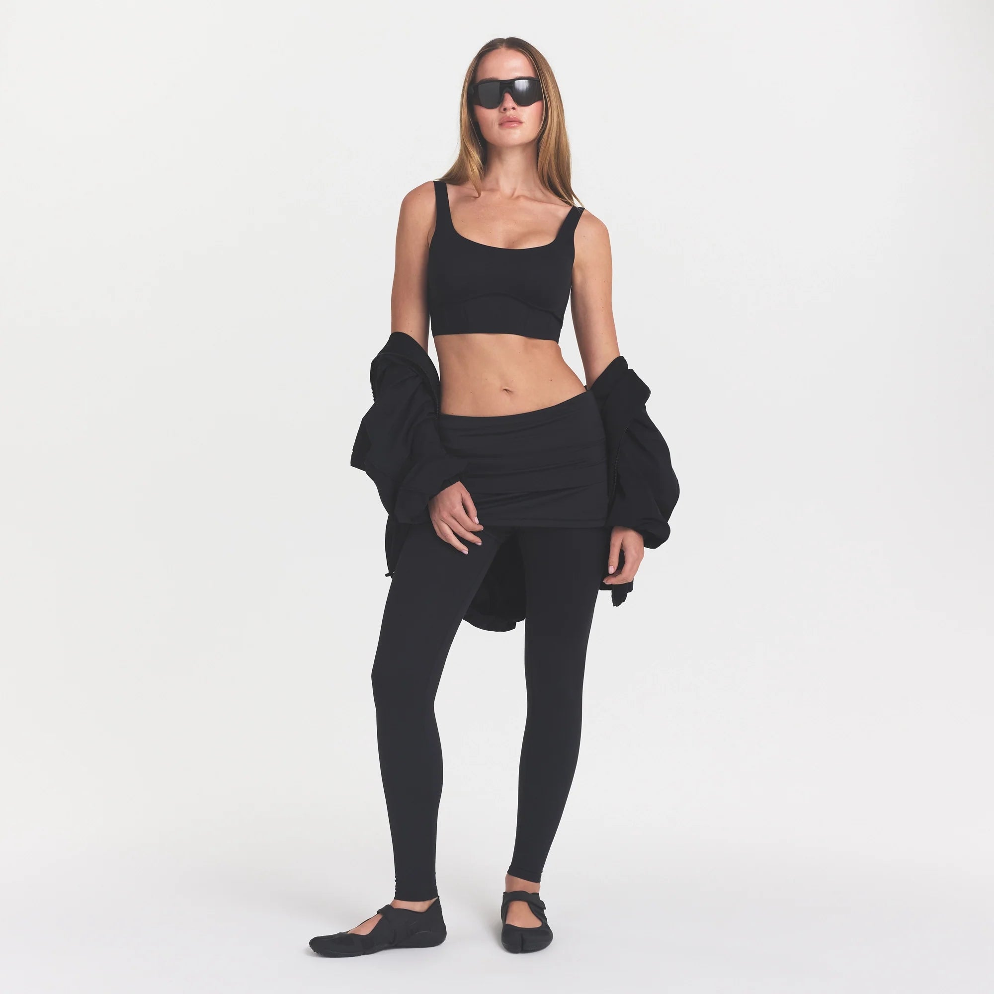 NikeSKIMS MATTE LONGLINE CORSET BRA | OBSIDIAN