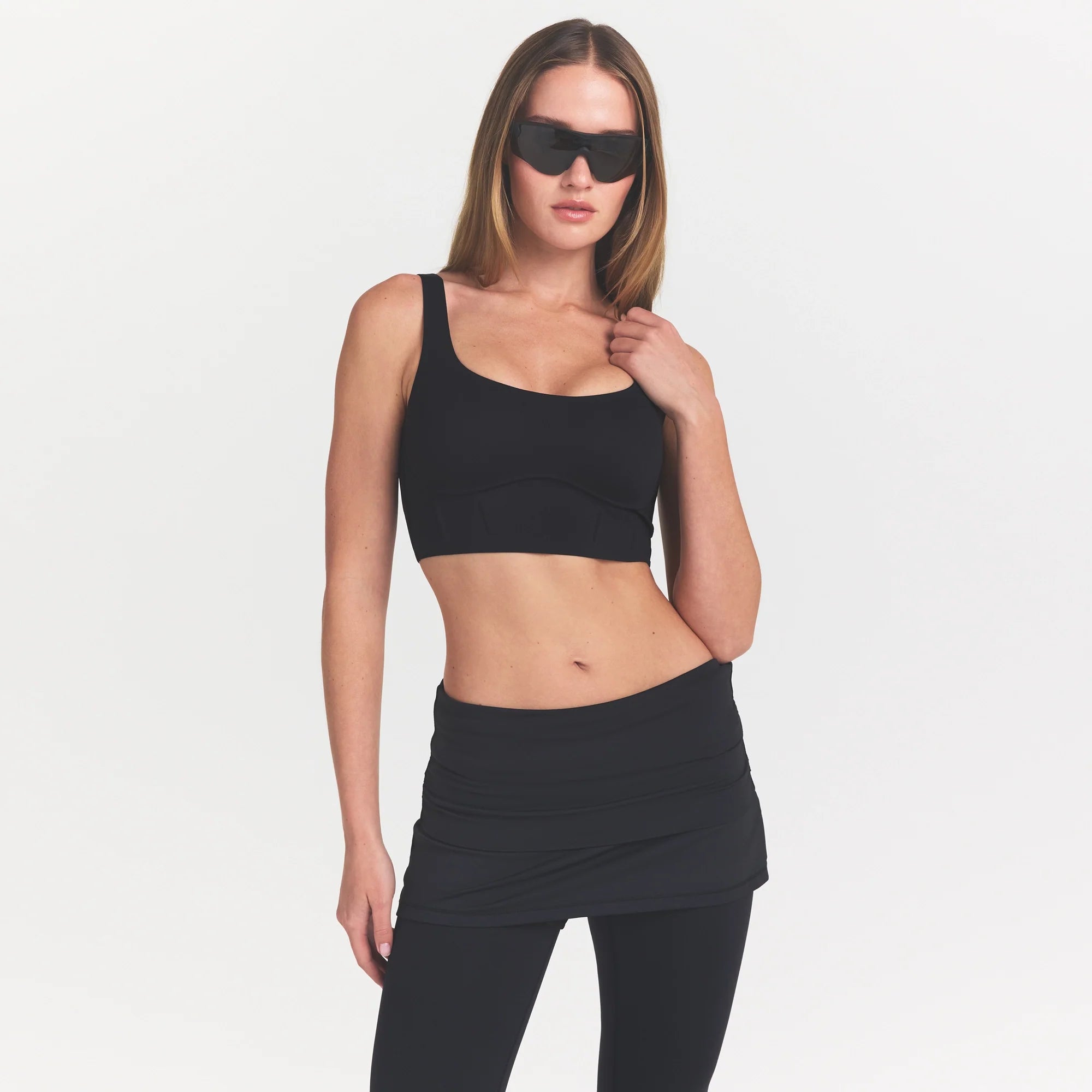 NikeSKIMS MATTE LONGLINE CORSET BRA | OBSIDIAN