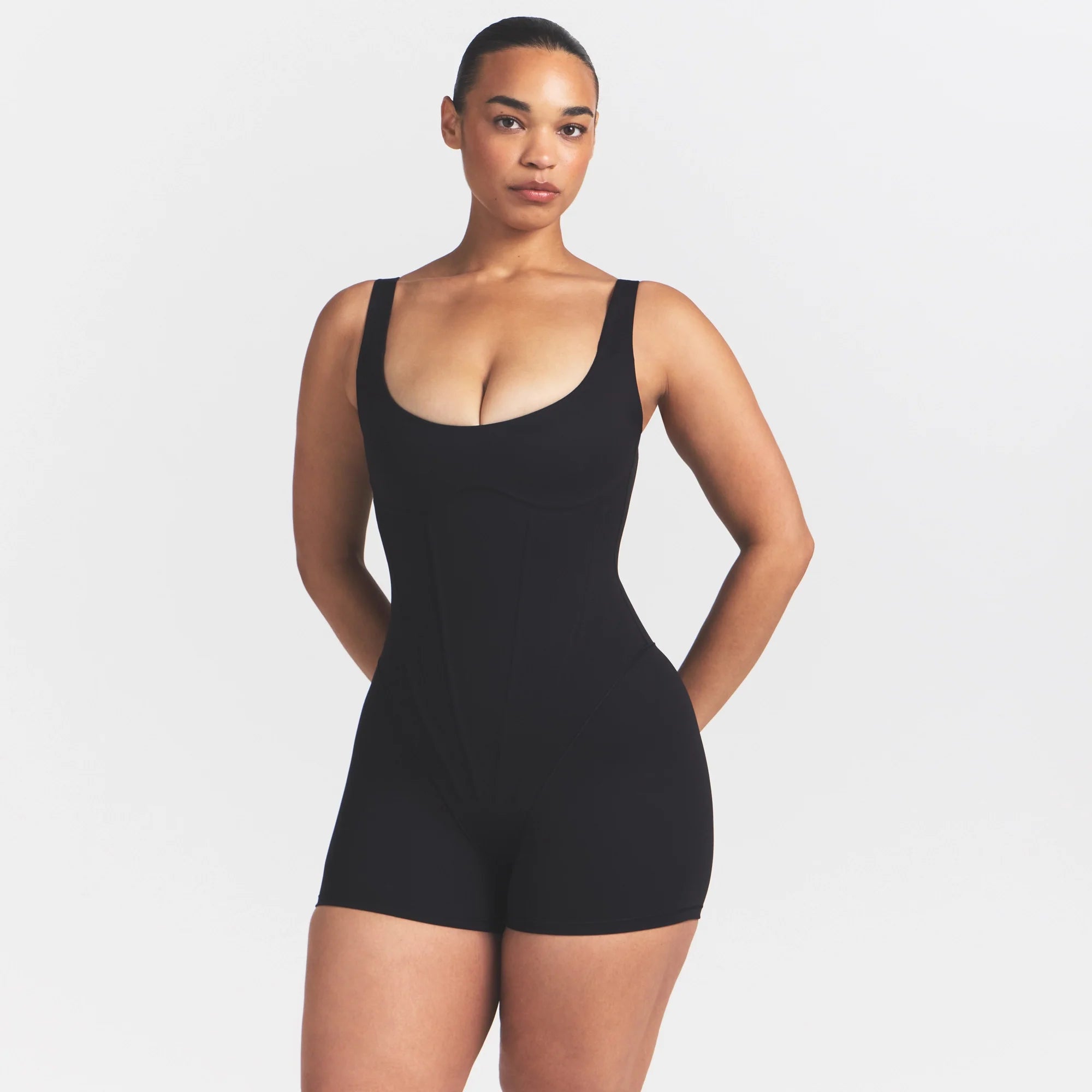 NikeSKIMS MATTE CORSET 2" ONE PIECE | OBSIDIAN