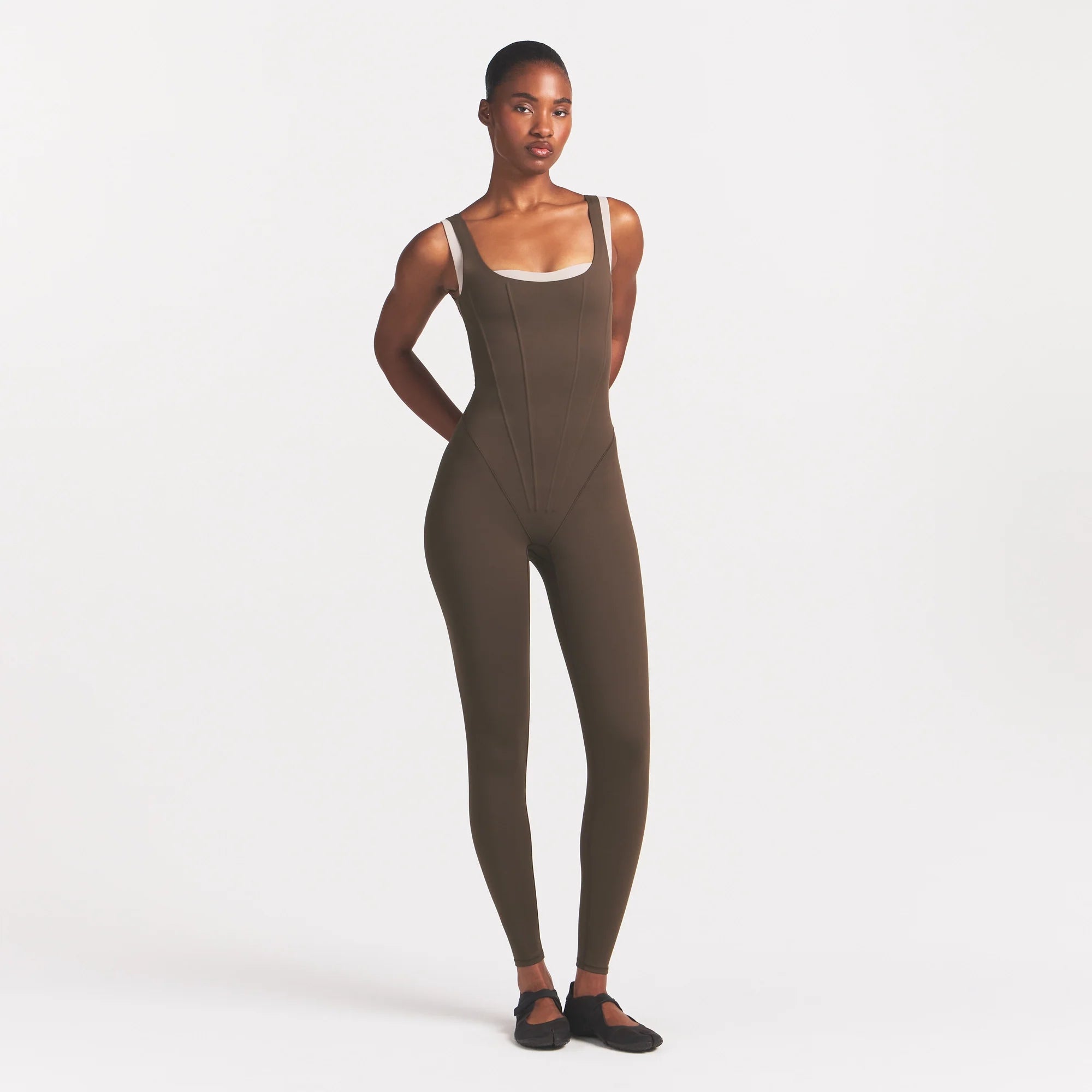NikeSKIMS MATTE CORSET 29" ONE PIECE | DARK SEPIA