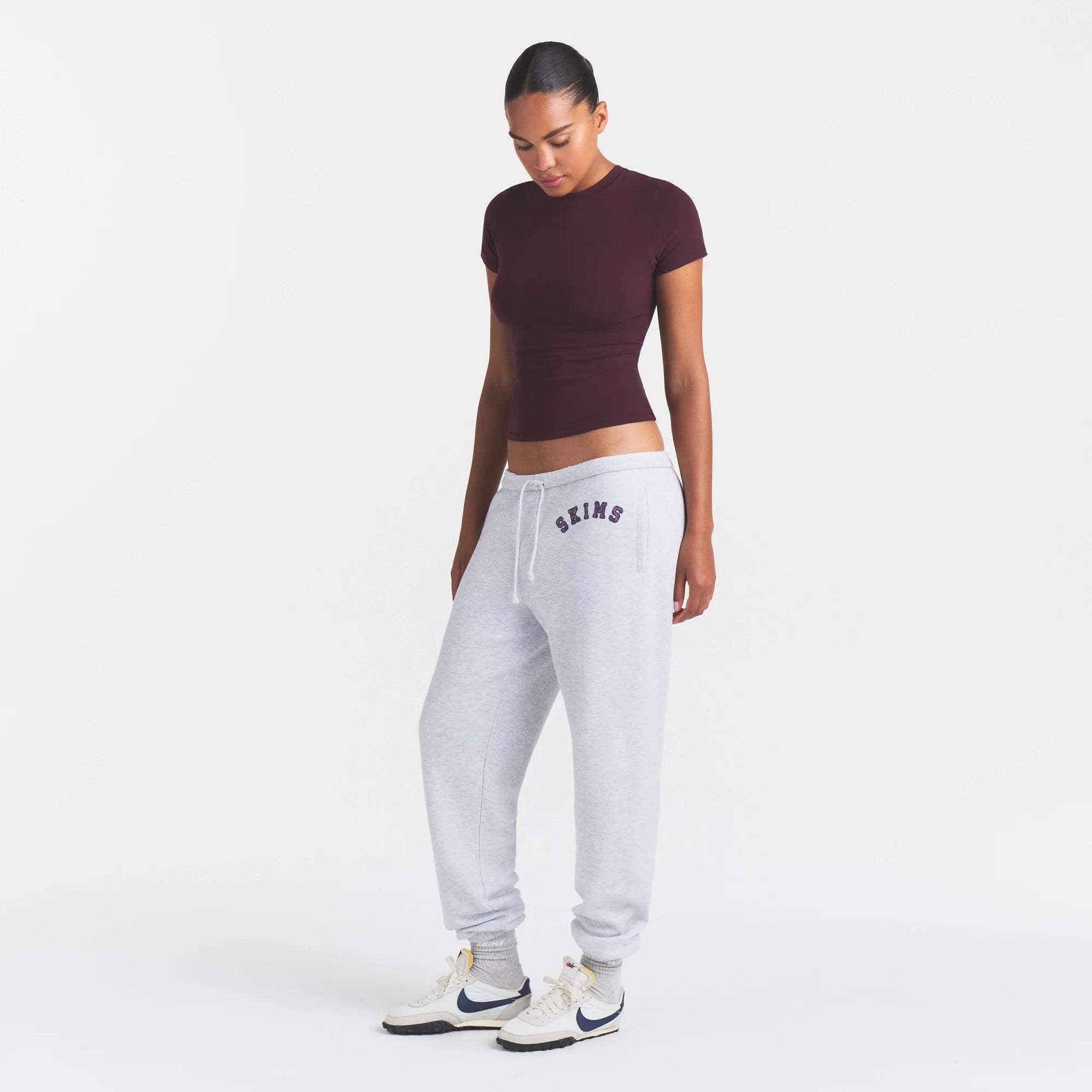 COTTON FLEECE CLASSIC JOGGER | LIGHT HEATHER GREY ARCHED SKIMS PLAID
