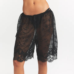 ULTRA FINE LACE LONG SHORT | OBSIDIAN