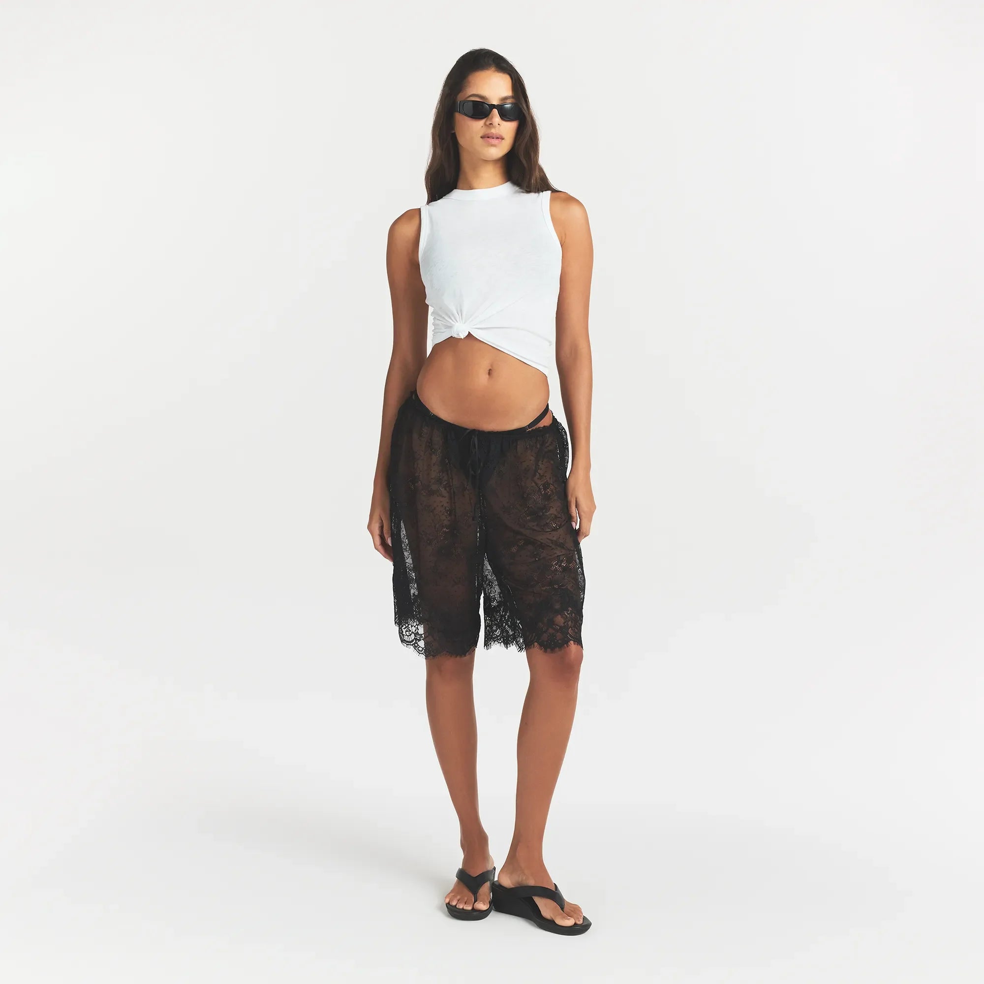 ULTRA FINE LACE LONG SHORT | OBSIDIAN