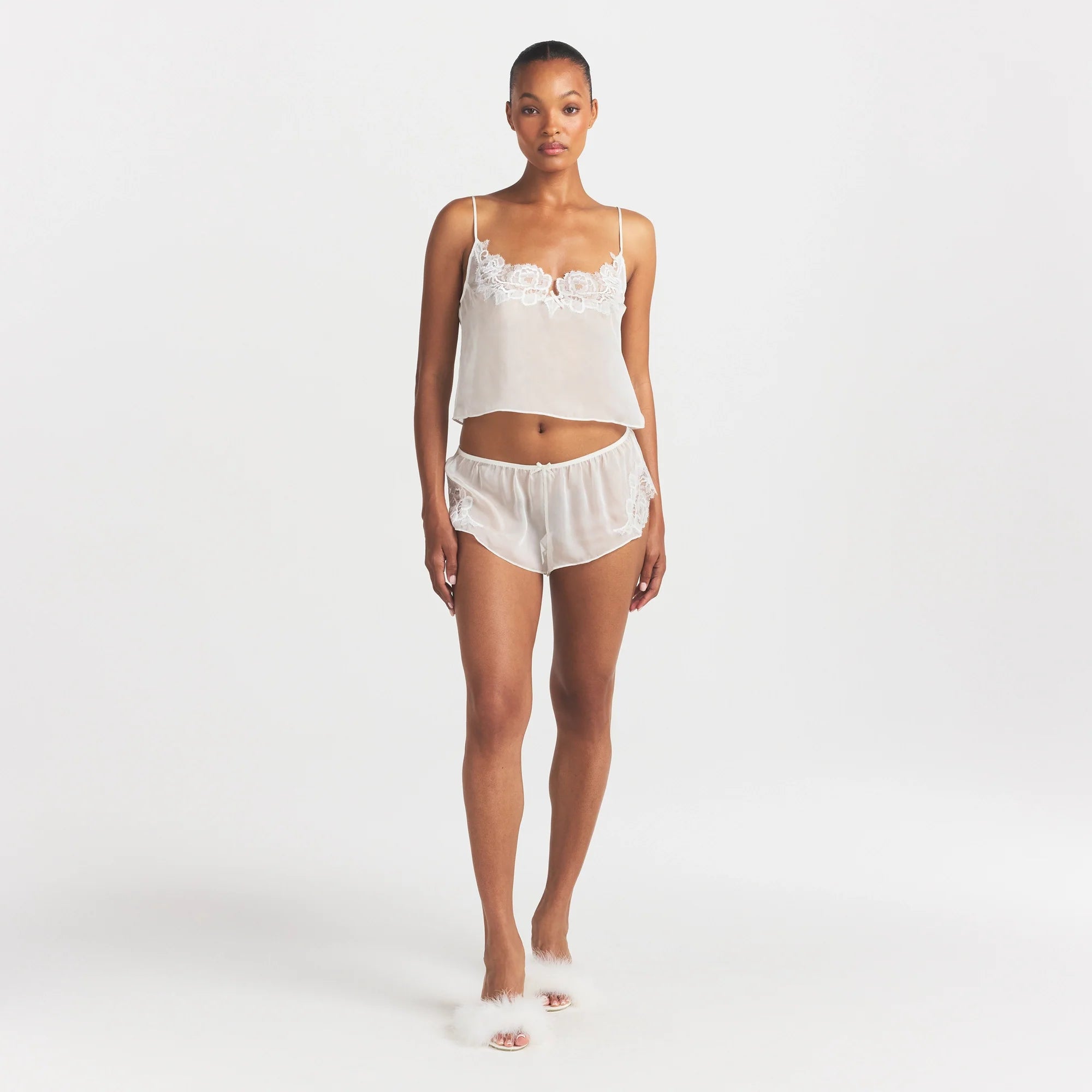SKIMS ROMANCE CAMI AND SHORT SET | IVORY