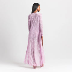 STRETCH LACE LONG ROBE | BABY PINK