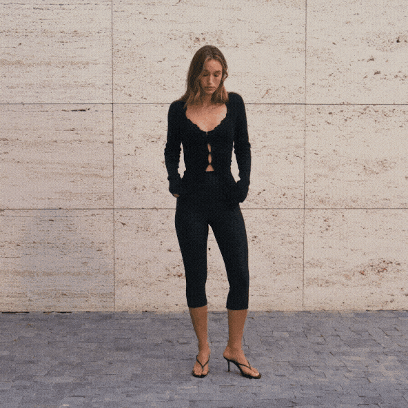 LACE KNIT LONG SLEEVE CARDIGAN | OBSIDIAN
