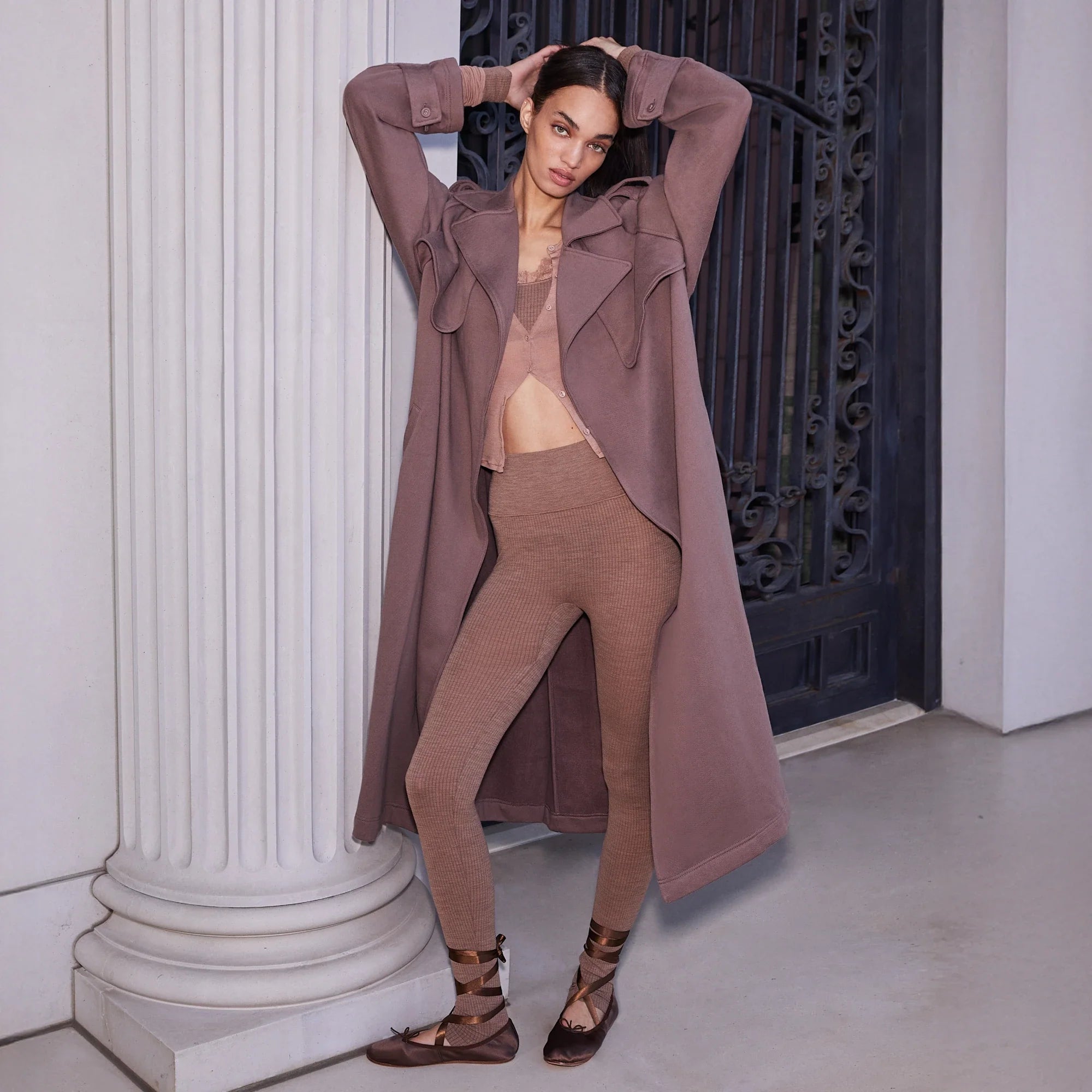BOYFRIEND FLEECE OVERSIZED TRENCH COAT | UMBER