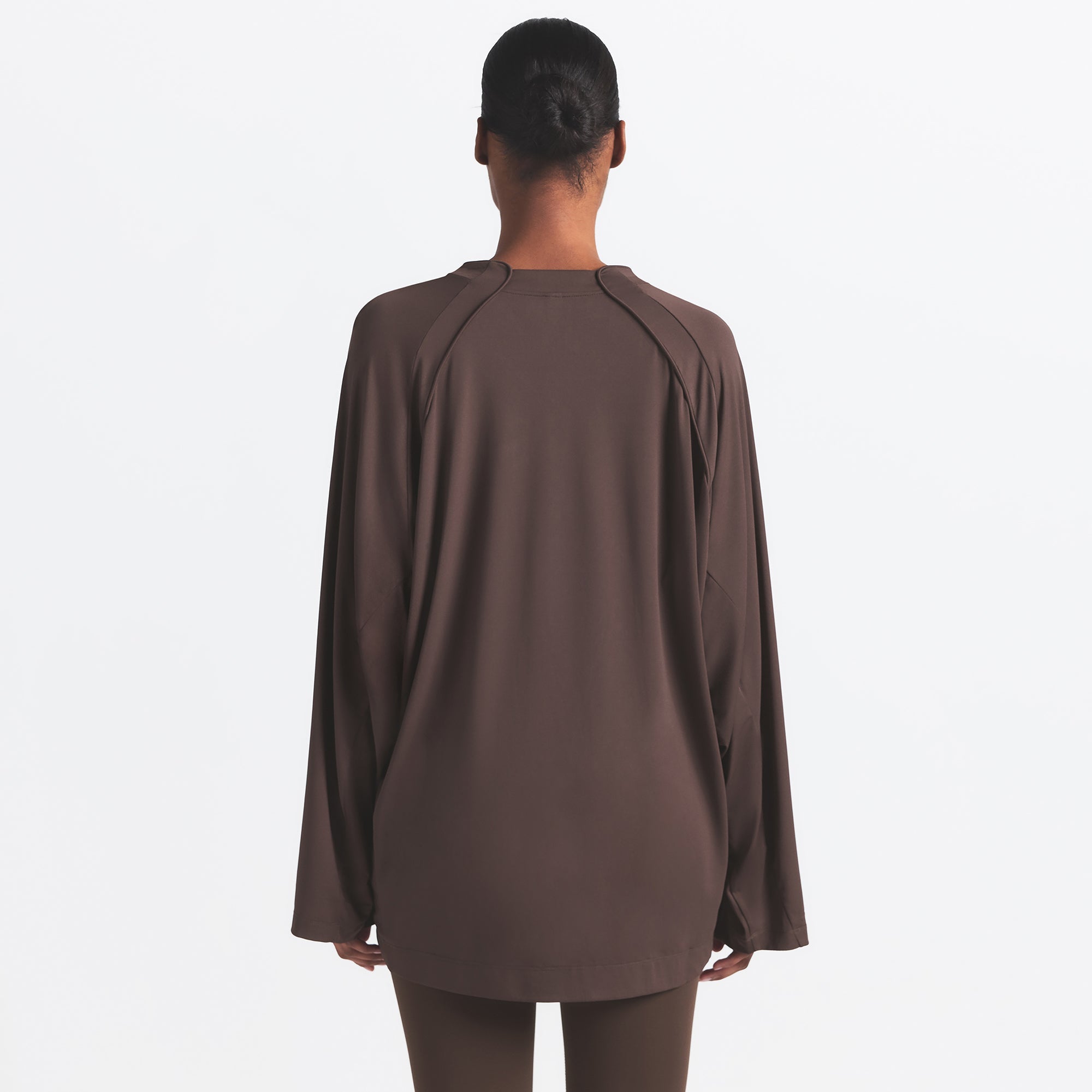 NikeSKIMS AIRY V-NECK OVERSIZED LONG SLEEVE TOP | DARK SEPIA