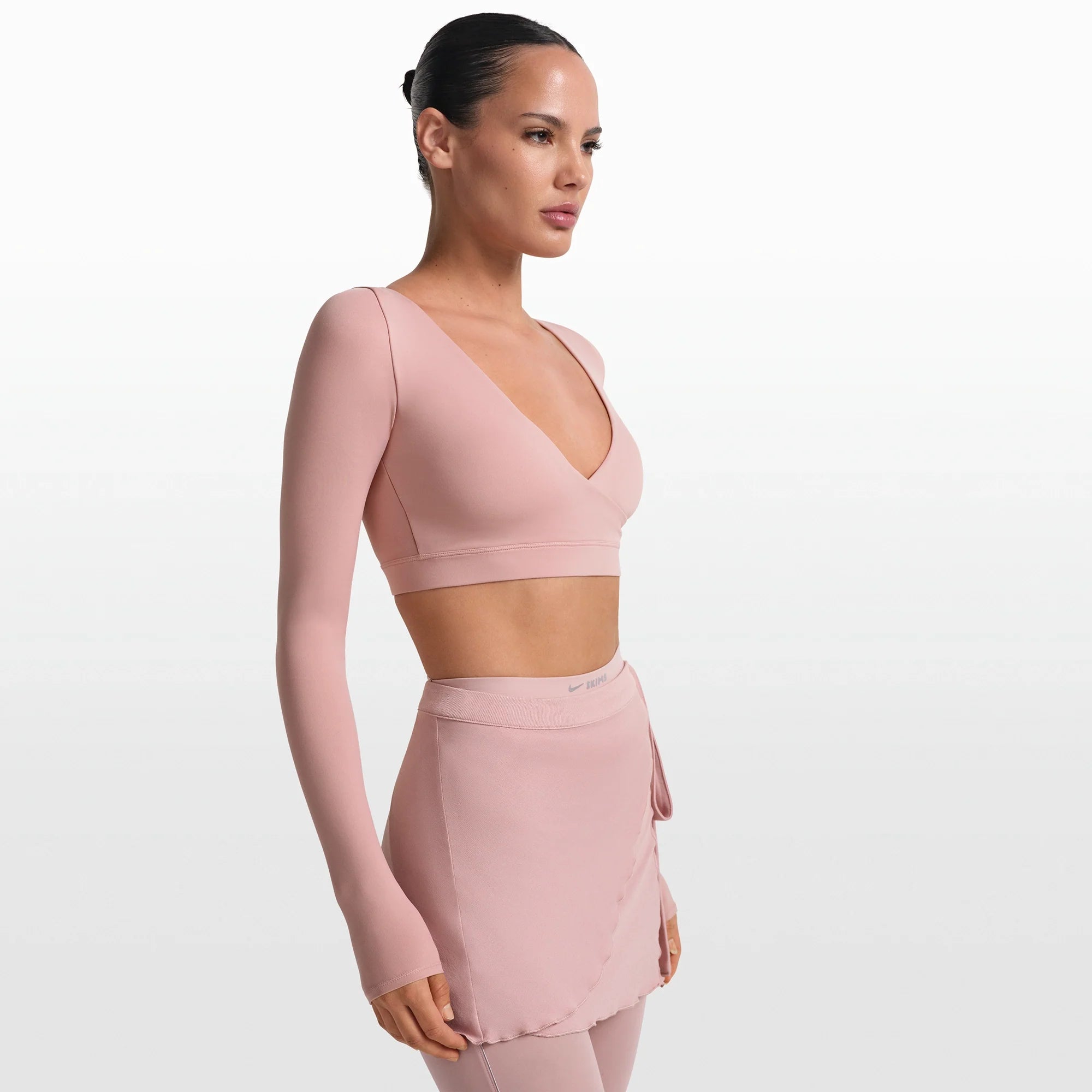 NikeSKIMS MATTE WRAP LONG SLEEVE CROPPED TOP | HIMALAYAN