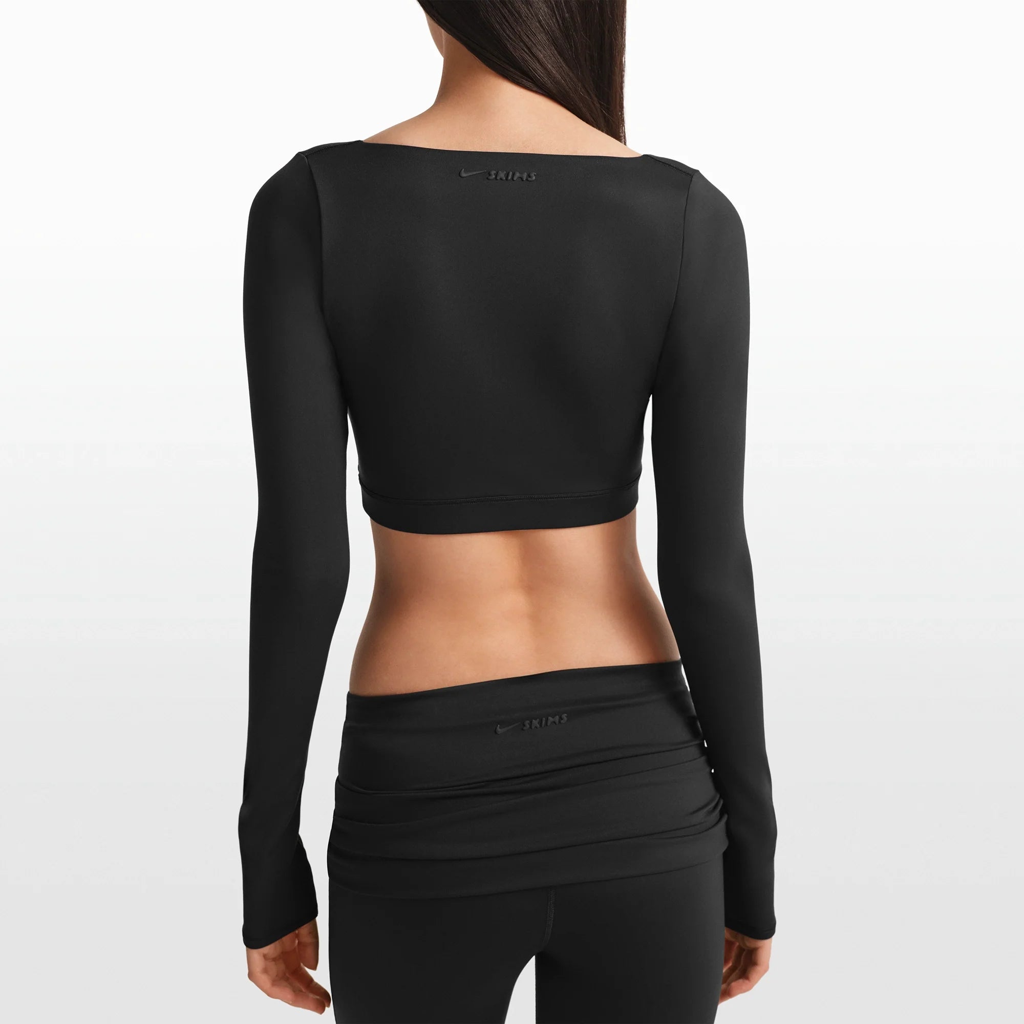 NikeSKIMS MATTE WRAP LONG SLEEVE CROPPED TOP | OBSIDIAN