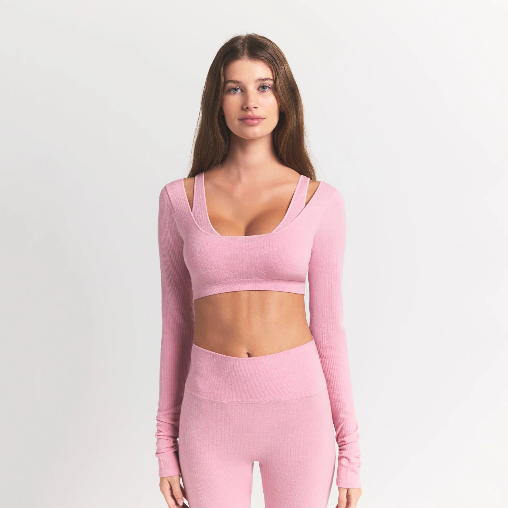 WOOL RIB LONG SLEEVE SUPER CROPPED TOP | HALITE