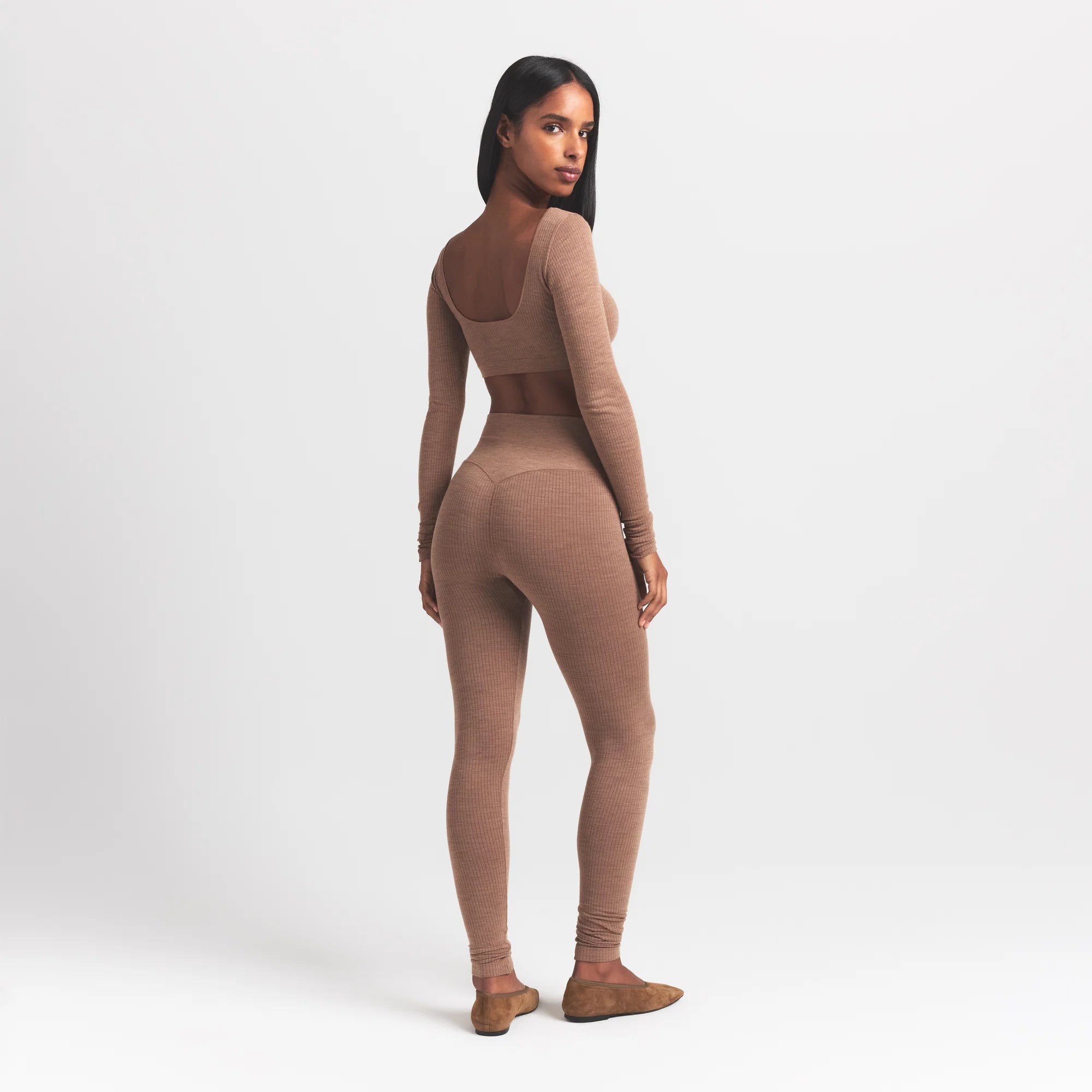 WOOL RIB LONG SLEEVE SUPER CROPPED TOP | SIENNA