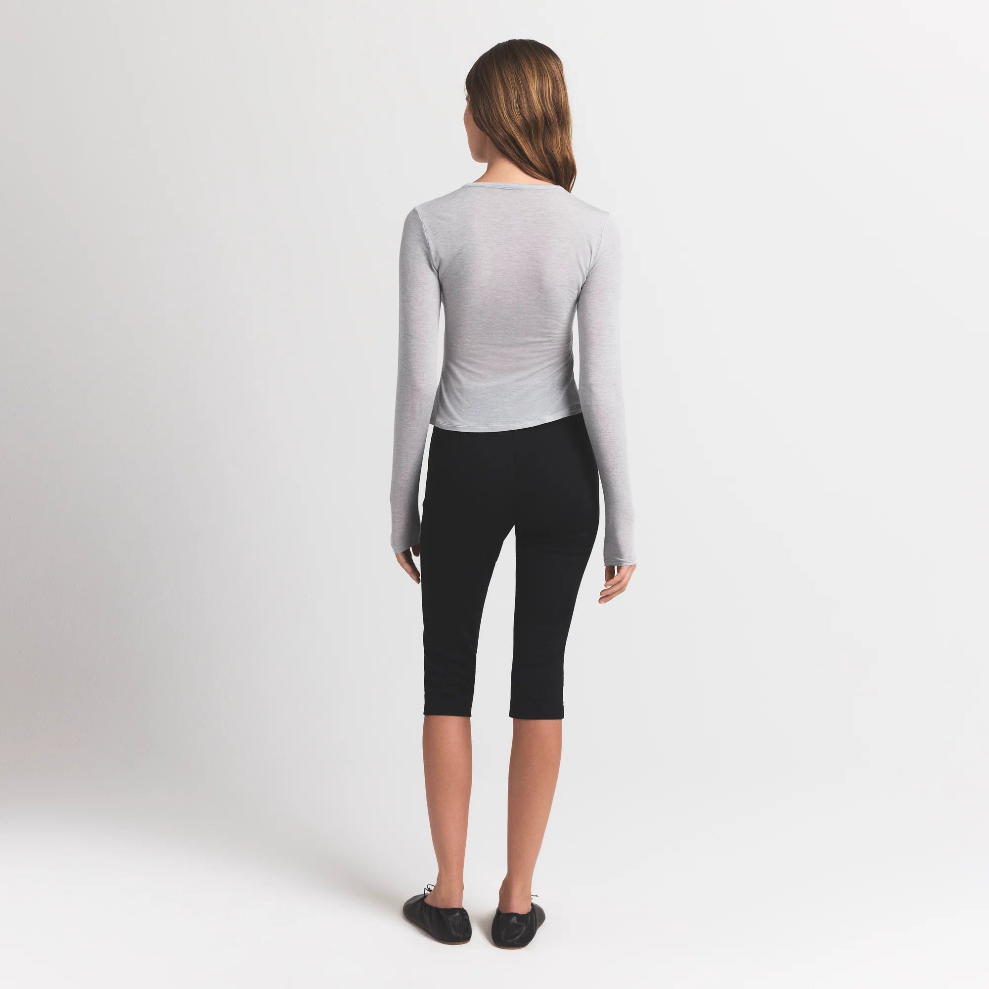 SHEER MODAL CARDIGAN WITH COVERED BUTTONS | HEATHER GREY