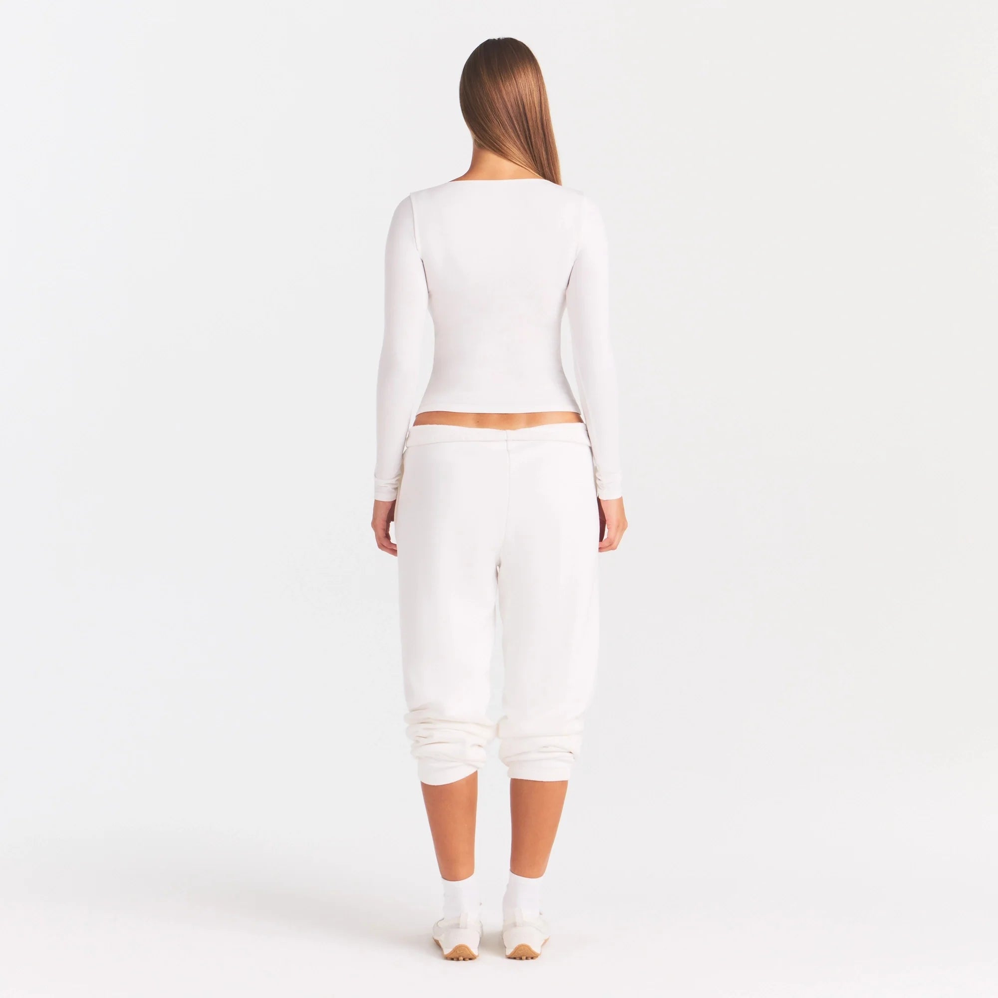 COTTON JERSEY SCOOP NECK LONG SLEEVE TOP | MARBLE