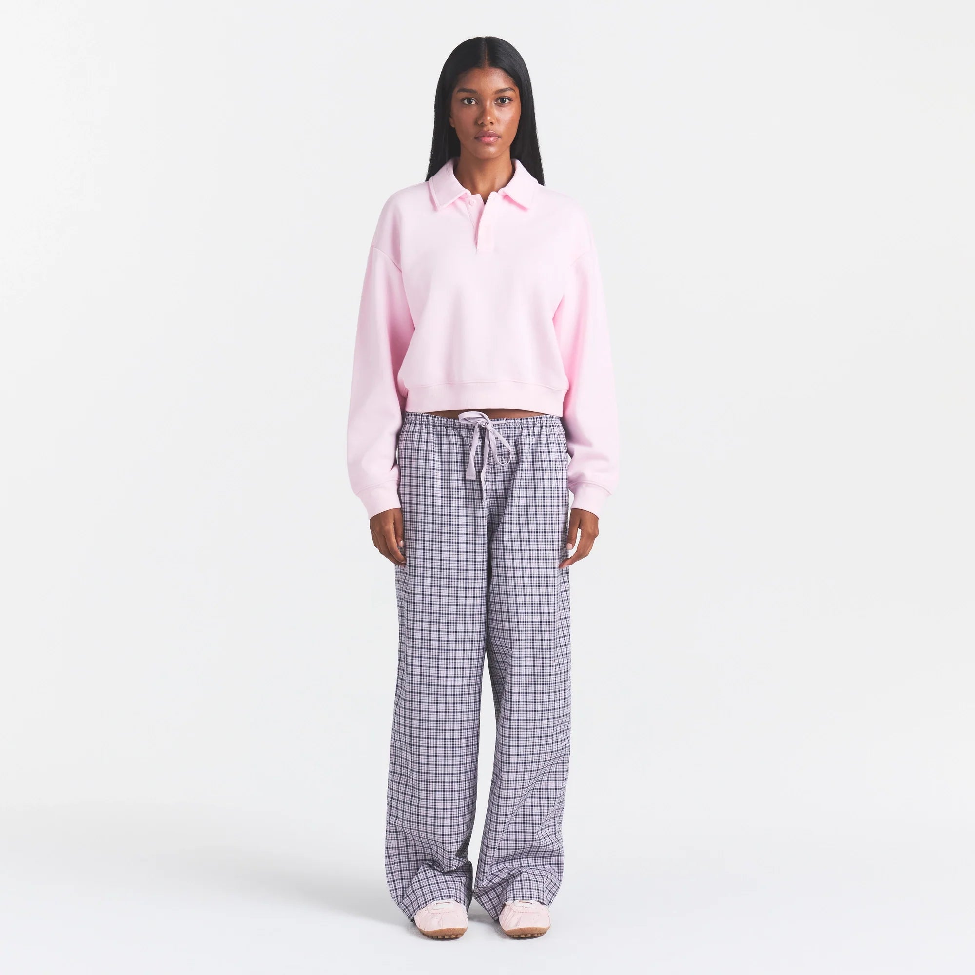 COTTON FLEECE POLO SWEATSHIRT | CHERRY BLOSSOM