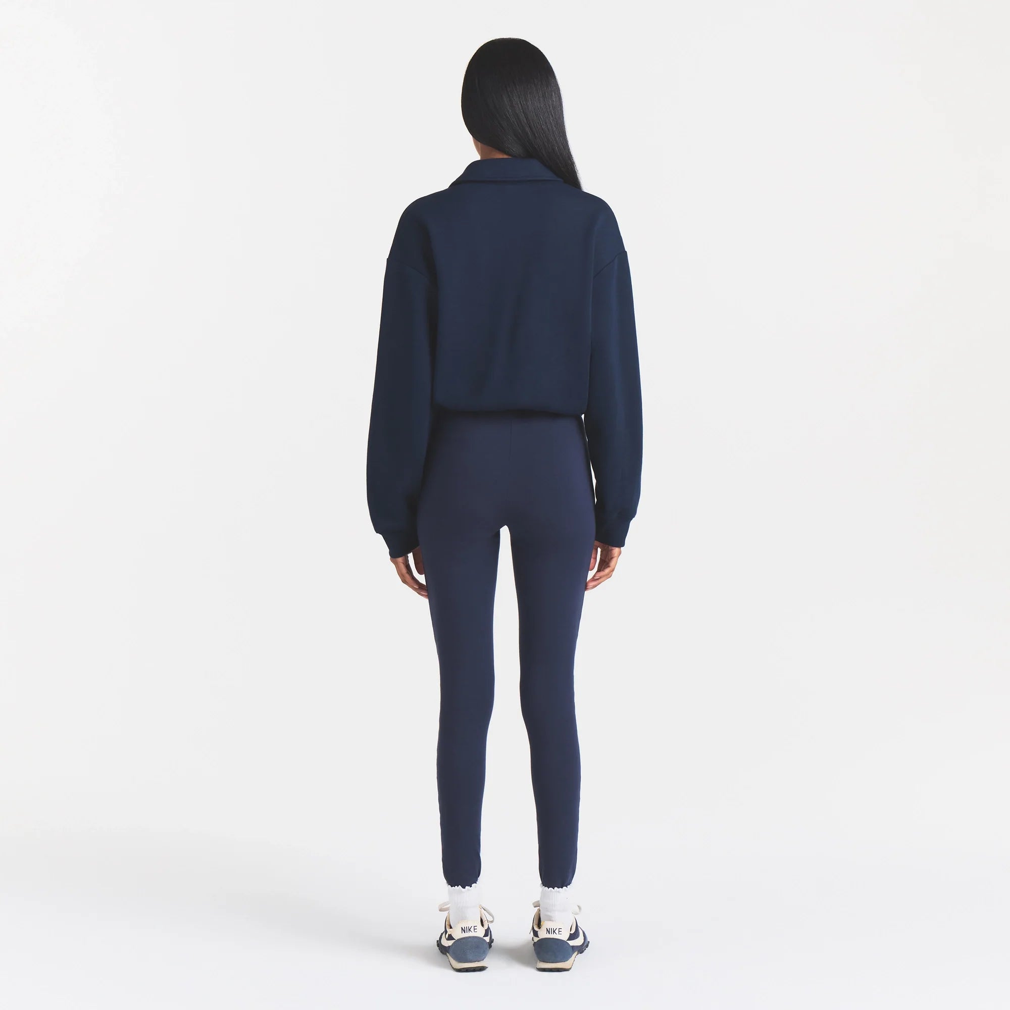 COTTON FLEECE POLO SWEATSHIRT | NAVY