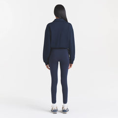 COTTON FLEECE POLO SWEATSHIRT | NAVY