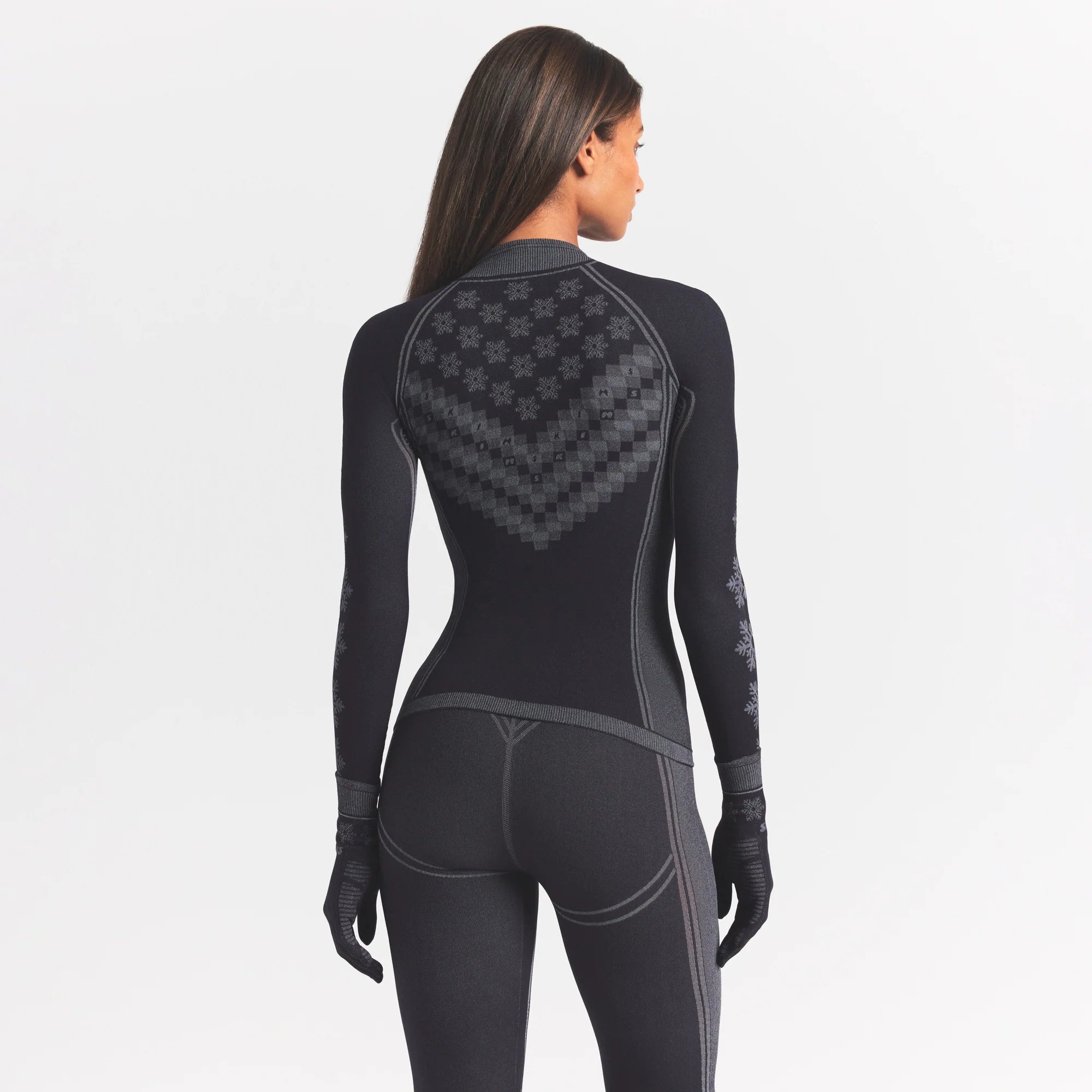 SKIMS FIRST LAYERS HALF ZIP LONG SLEEVE | OBSIDIAN WINTER FAIR ISLE