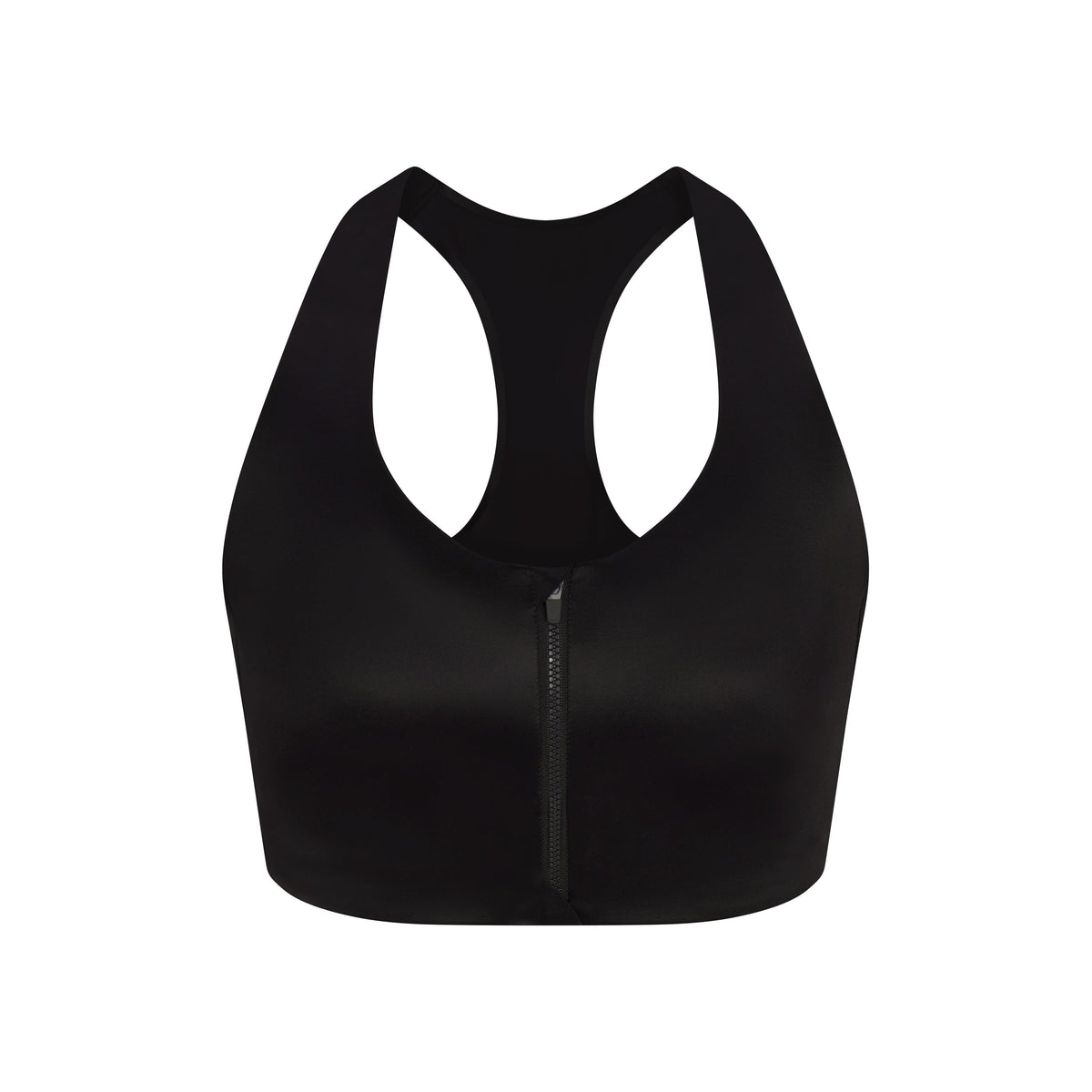 NikeSKIMS SATIN SHINE RACERBACK ZIP FRONT BRA | OBSIDIAN
