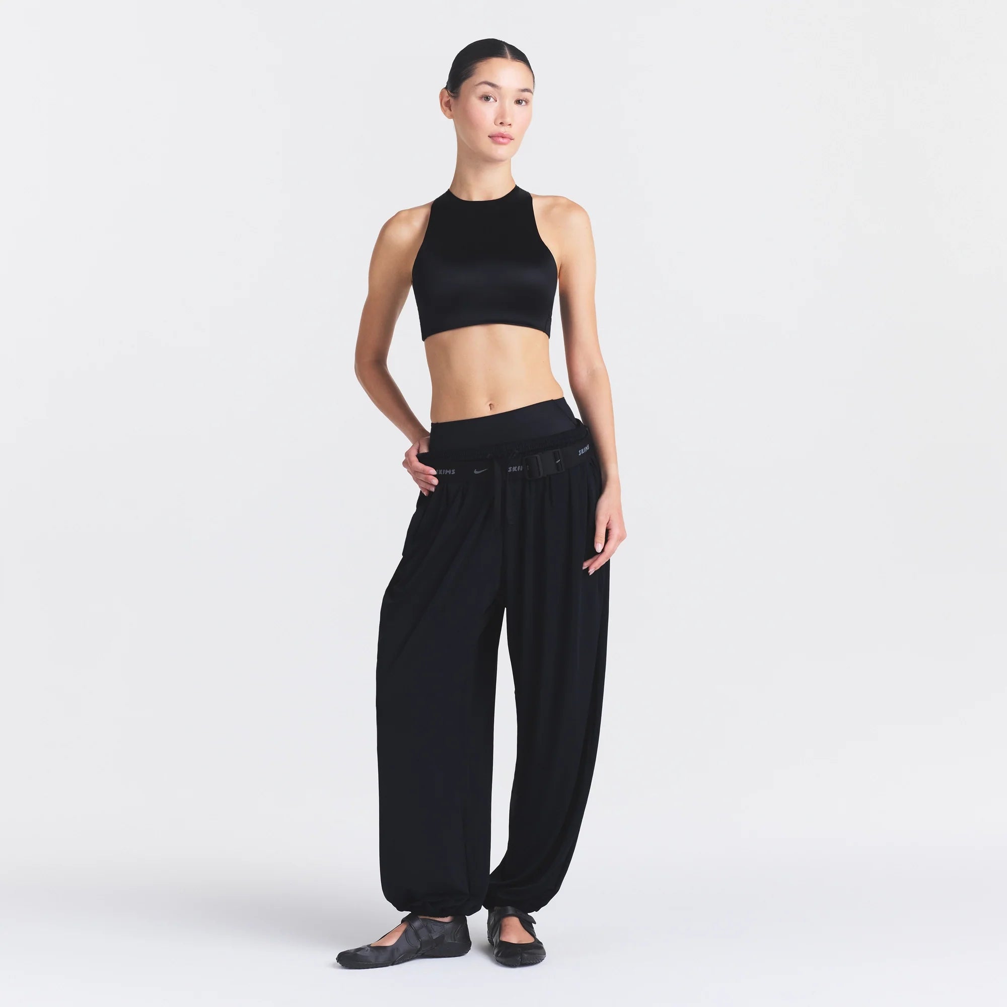 NikeSKIMS SATIN SHINE HIGH NECK BRA | OBSIDIAN