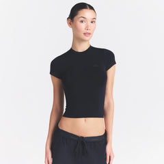 NikeSKIMS STRETCH KNIT CROPPED T-SHIRT | OBSIDIAN