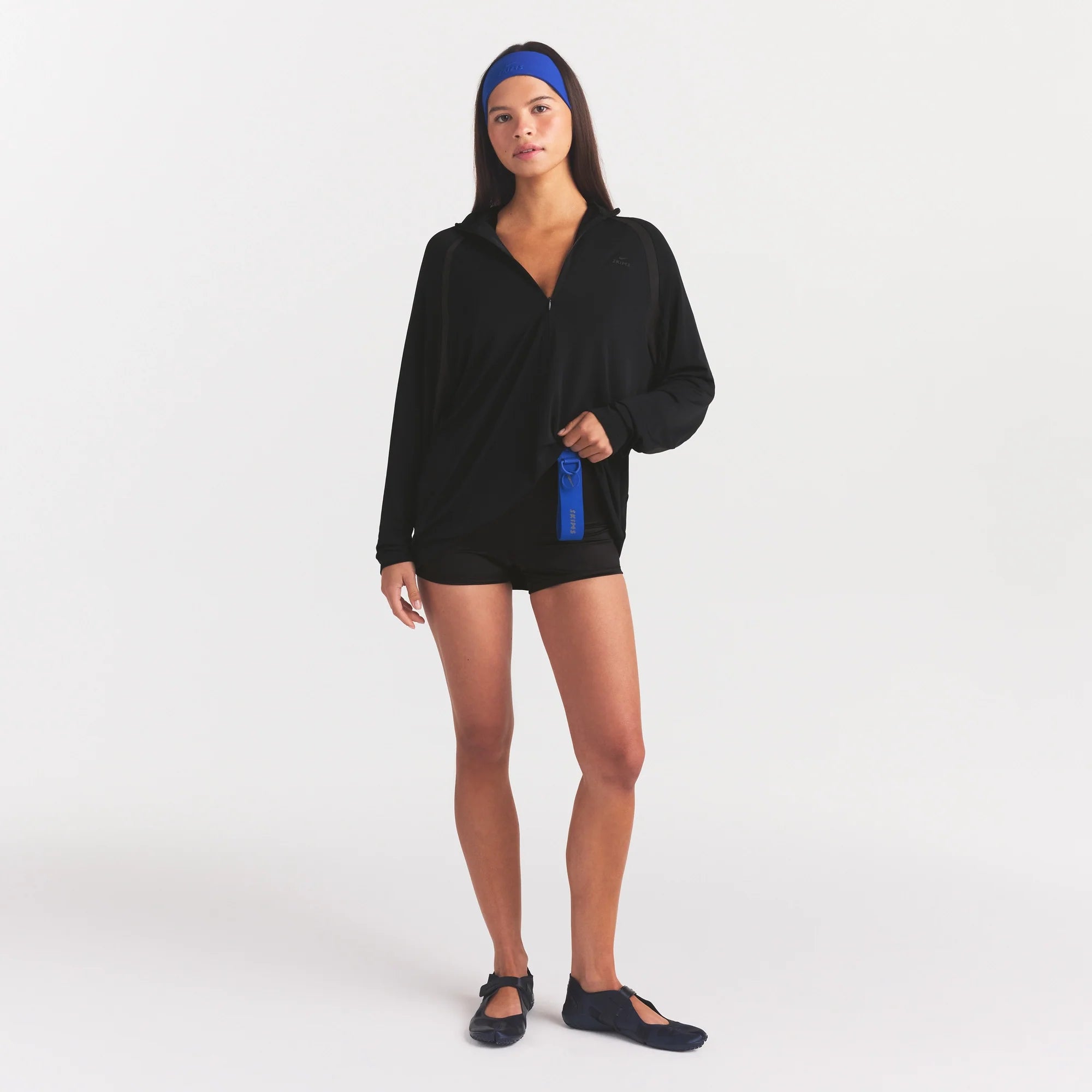 NikeSKIMS STRETCH KNIT LONG SLEEVE HALF ZIP | OBSIDIAN