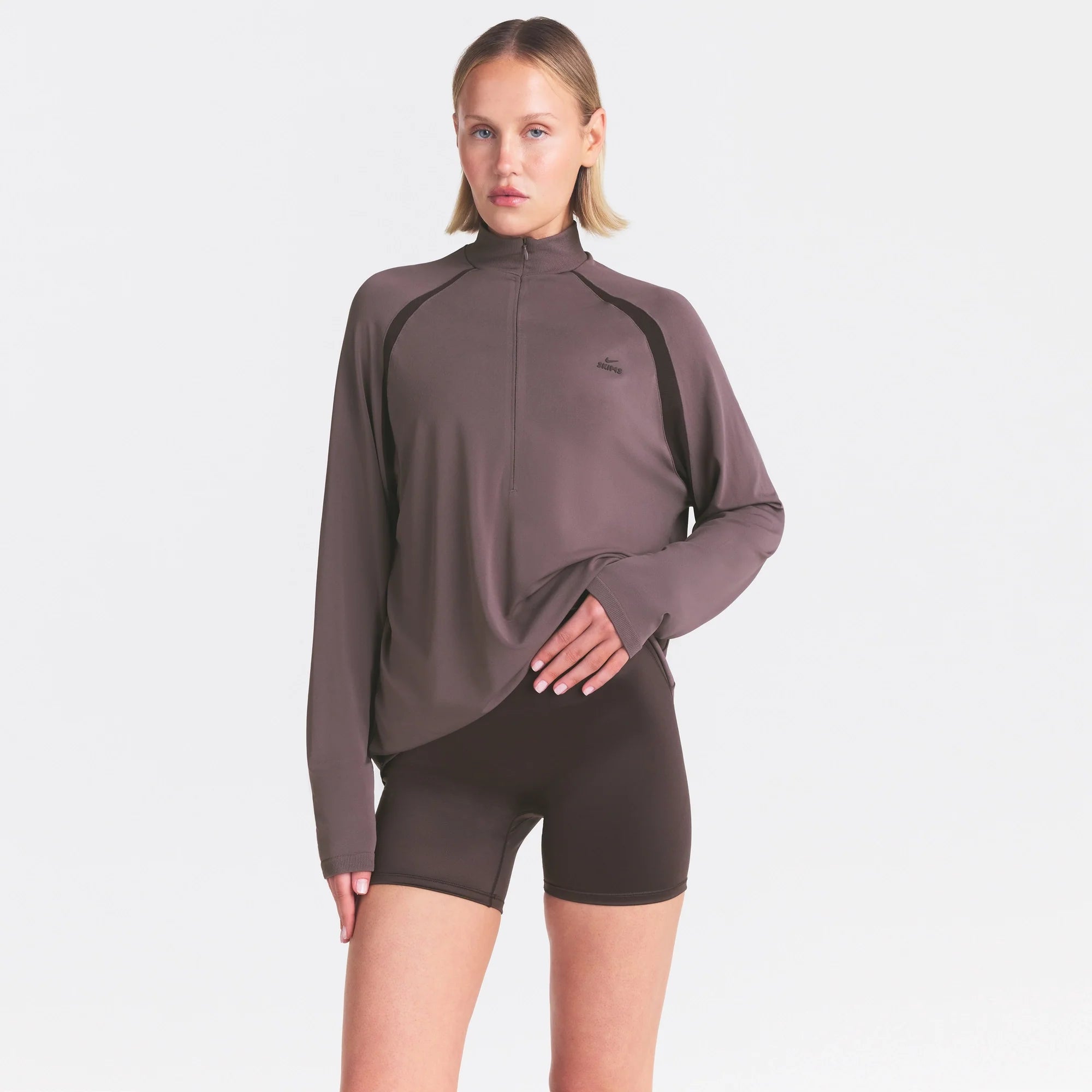 NikeSKIMS STRETCH KNIT LONG SLEEVE HALF ZIP | RESIN