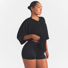 NikeSKIMS STRETCH KNIT OVERSIZED V-NECK TOP | OBSIDIAN